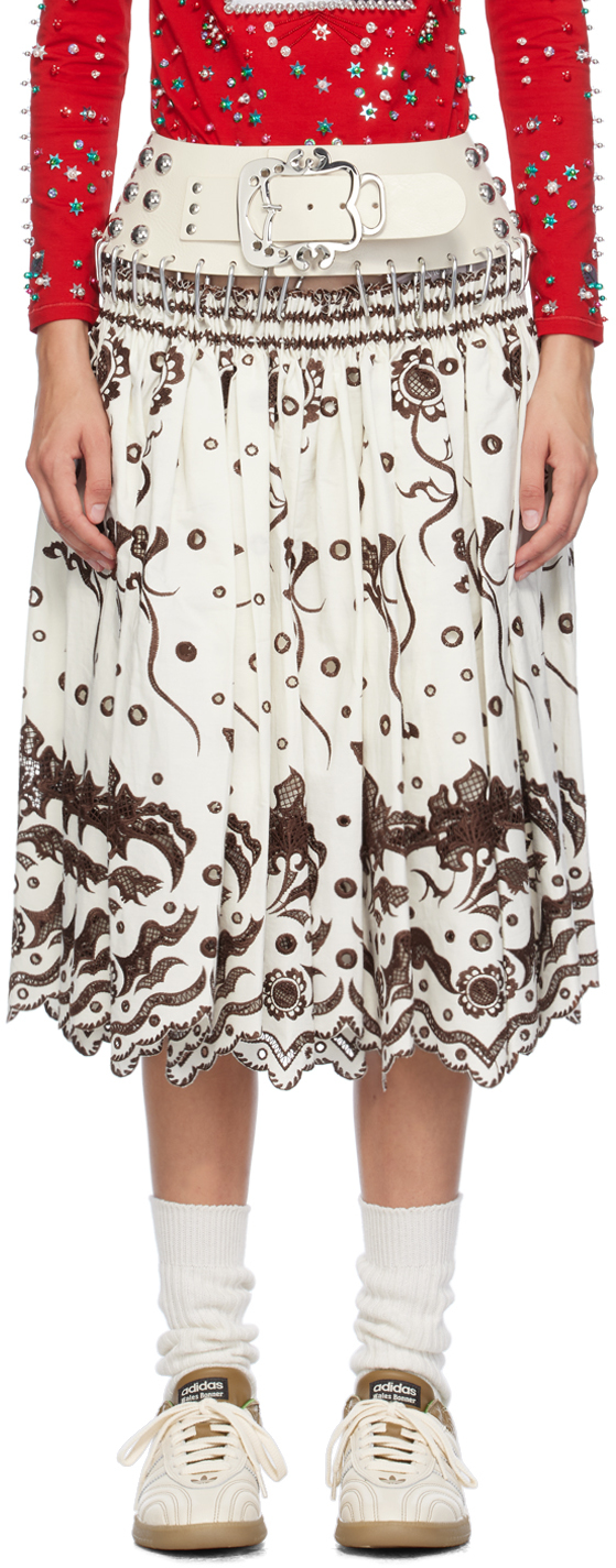 White Alma Knee Carabiner Midi Skirt