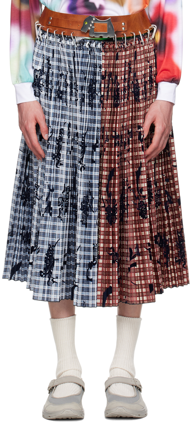 Chopova Lowena Brown & Blue Glenda Skirt In Brown And Blue Tarta