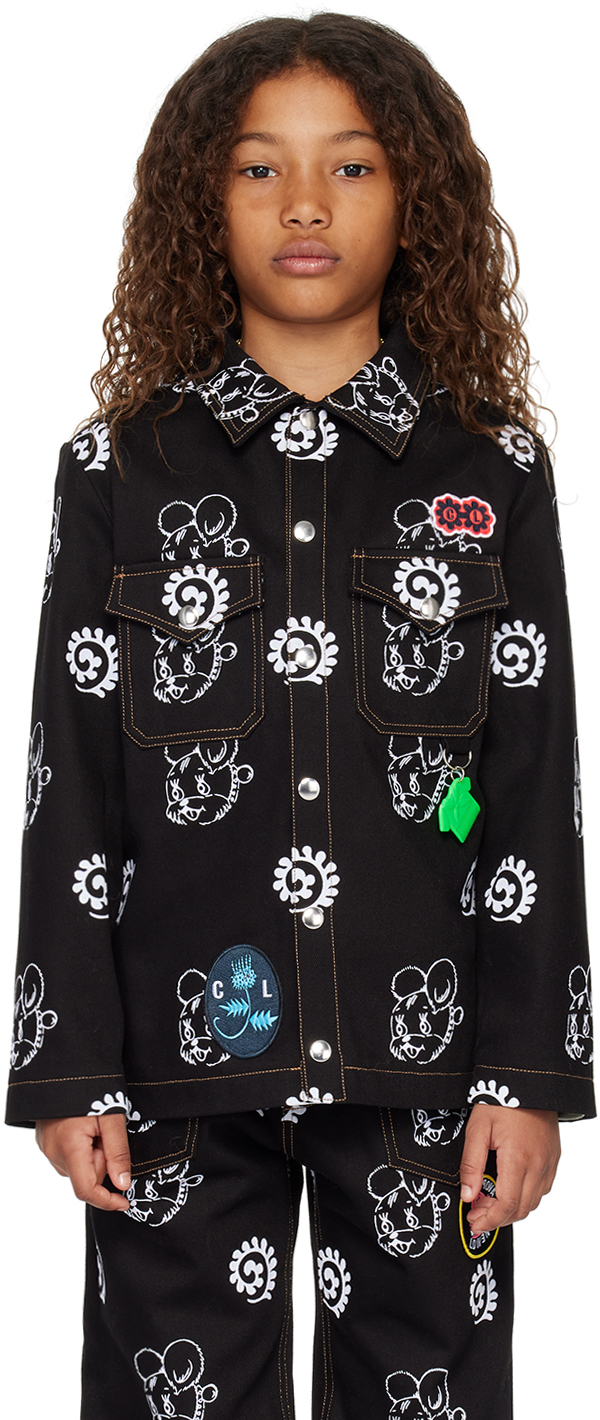 Chopova Lowena Kids Black Mouse Puppy Denim Jacket