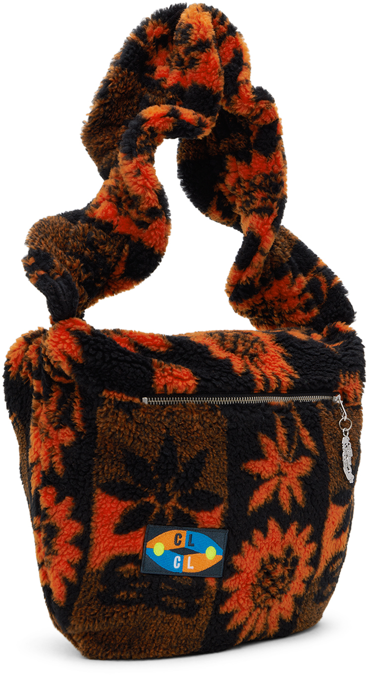 CHOPOVA LOWENA SSENSE EXCLUSIVE KIDS ORANGE & BLACK SUNFLOWER FLEECE BAG