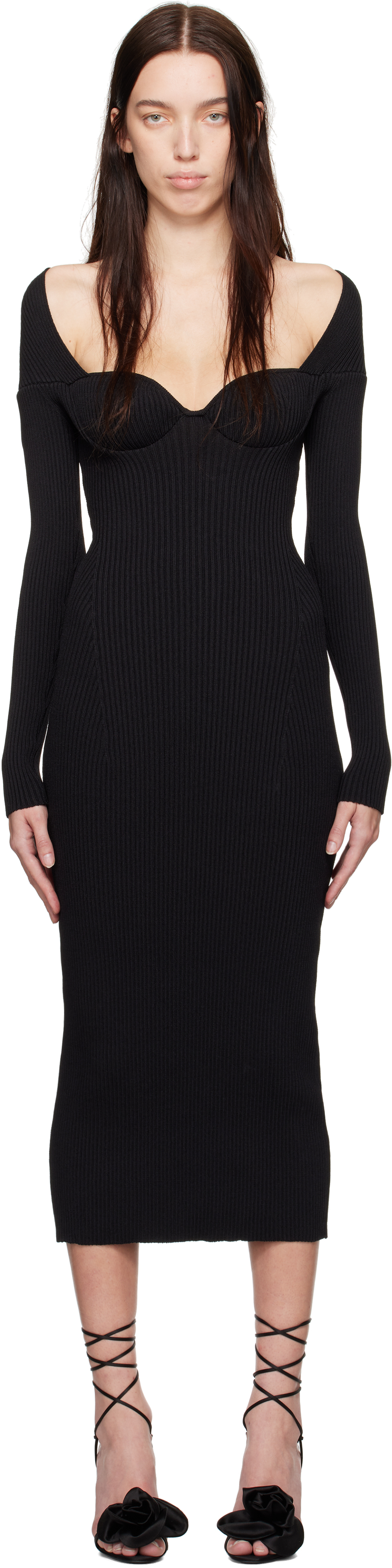 anthropologie black knit dress LOTUS TAFFETA BUSTIER COLUMN DRESS IN BLACK | CULT MIA