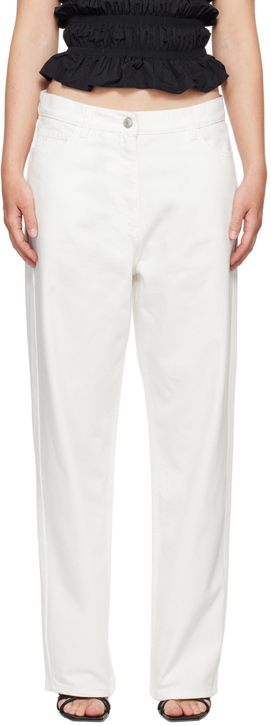 Shop Magda Butrym White Loose Leg Jeans