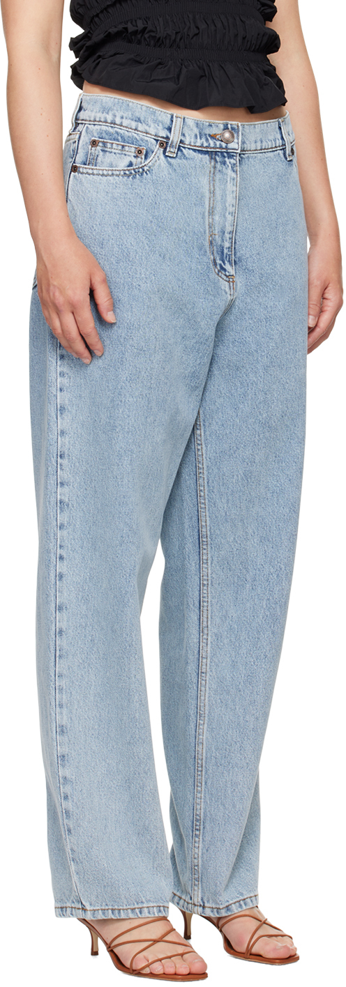 Magda Butrym Cotton Denim Straight Leg Pants In Blue