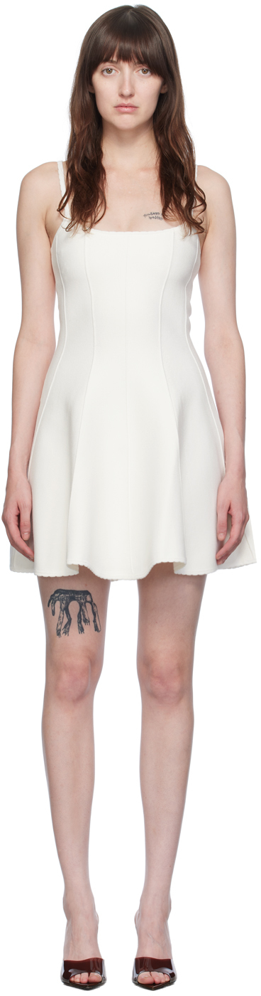 Shop Fleur Du Mal White Flared Minidress In 0300 Ivory