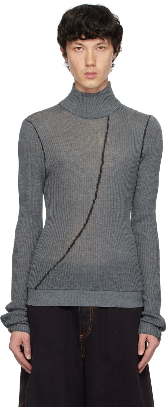 Shop Isa Boulder Ssense Exclusive Gray Bow Sweater In Burnt