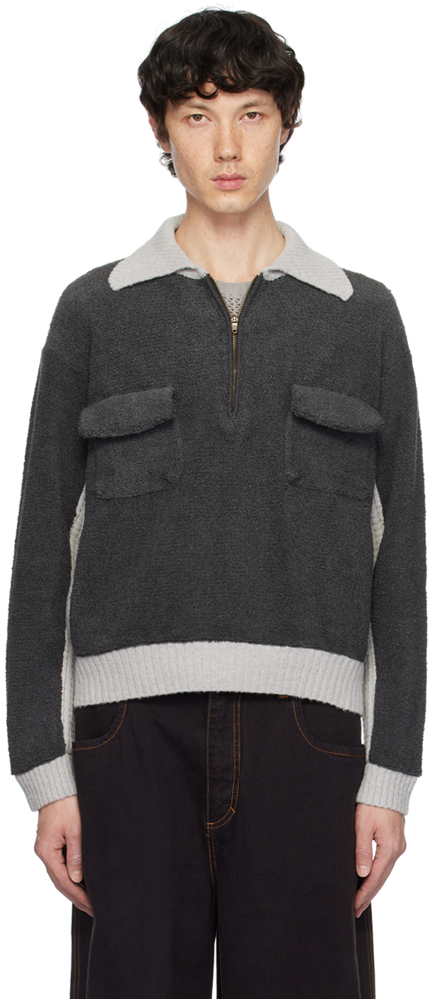 SSENSE Exclusive Gray Towell Twin Pocket Sweater