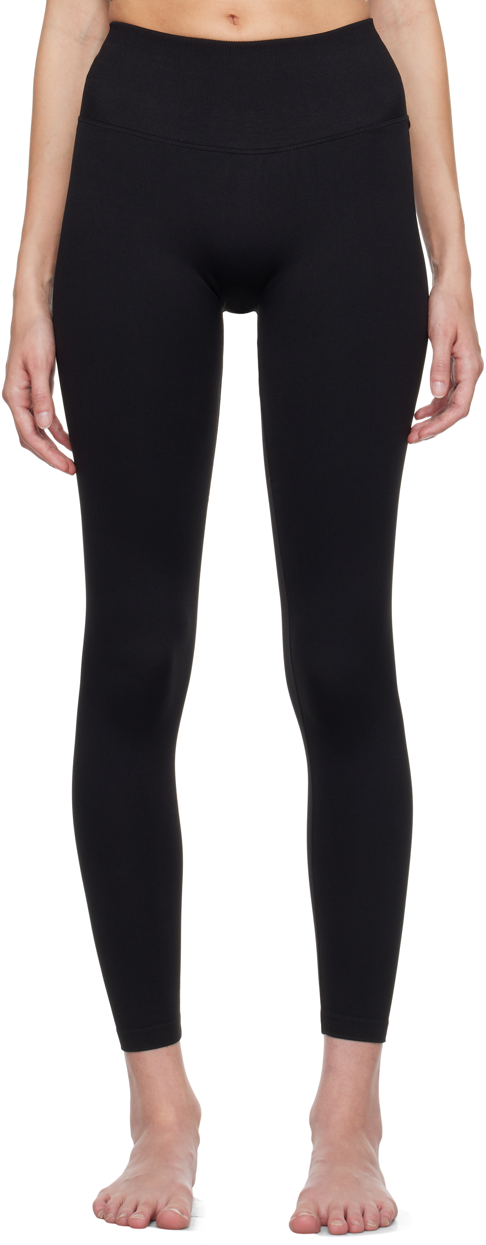 Shop Skims Black Contour Nylon Leggings In Onyx