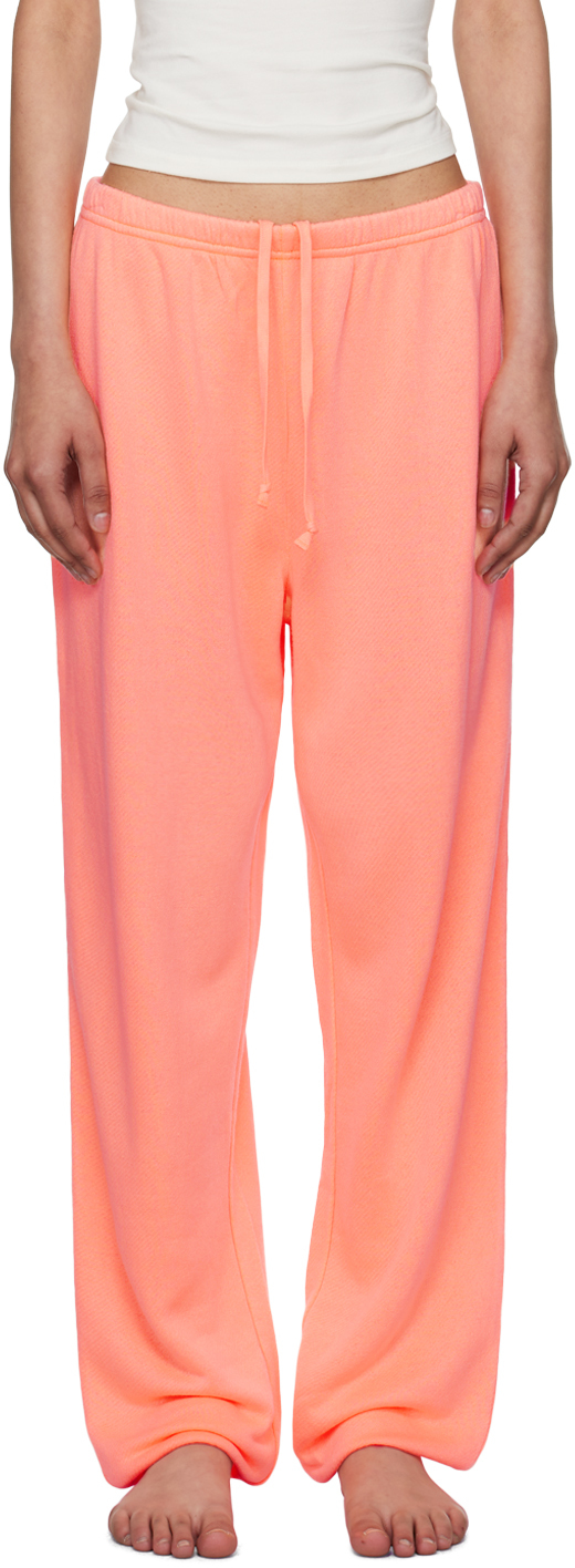 Shop Skims Orange Modal French Terry Classic Lounge Pants In Neon Orange