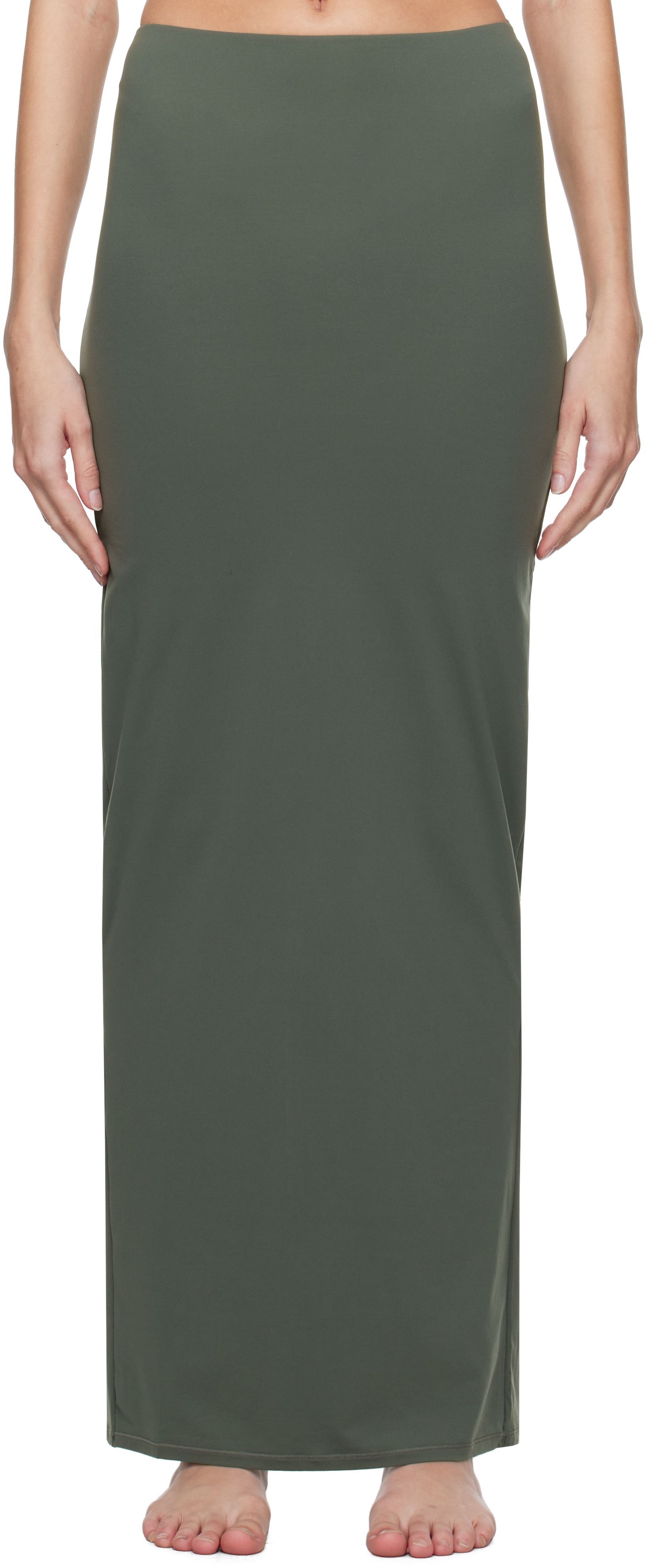 Shop Skims Khaki Fits Everybody Maxi Skirt In Deep Sea