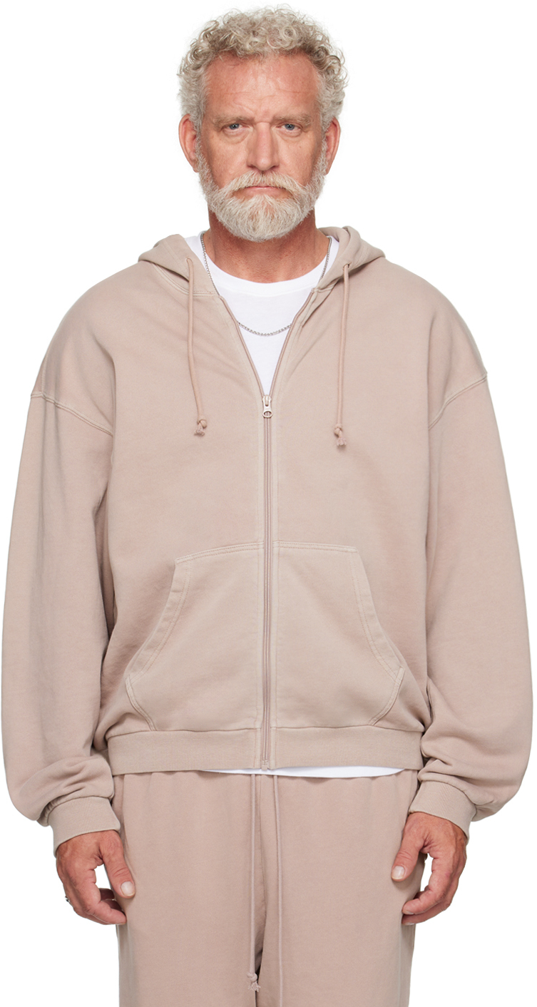 Taupe Terry Relaxed Zip Up Hoodie
