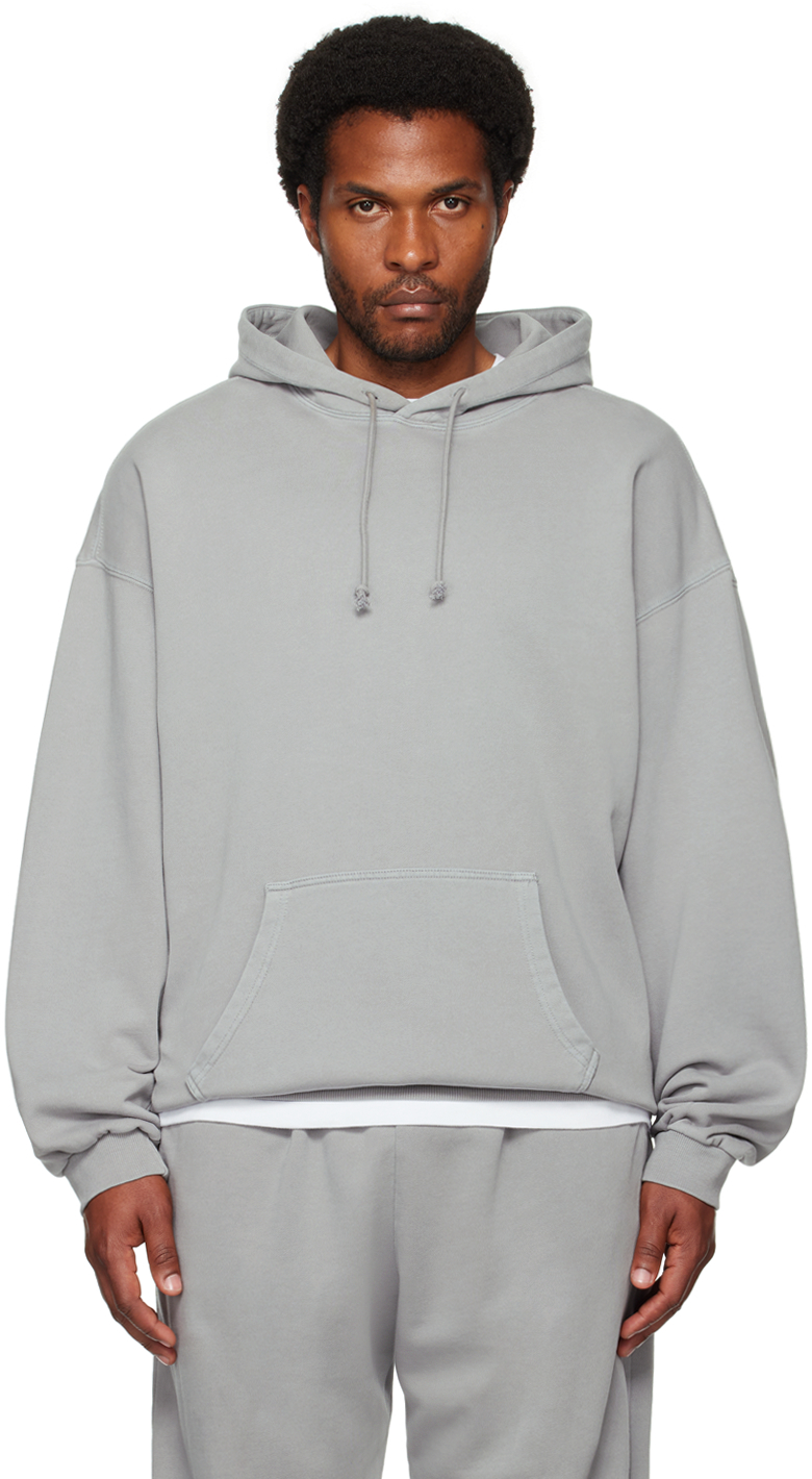 Shop Skims Gray Terry Relaxed Hoodie In Pacific