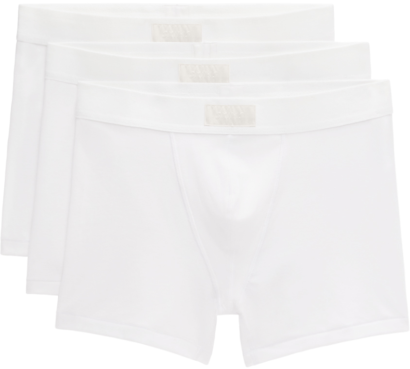 Three-Pack White SKIMS Cotton 3 Boxer Briefs