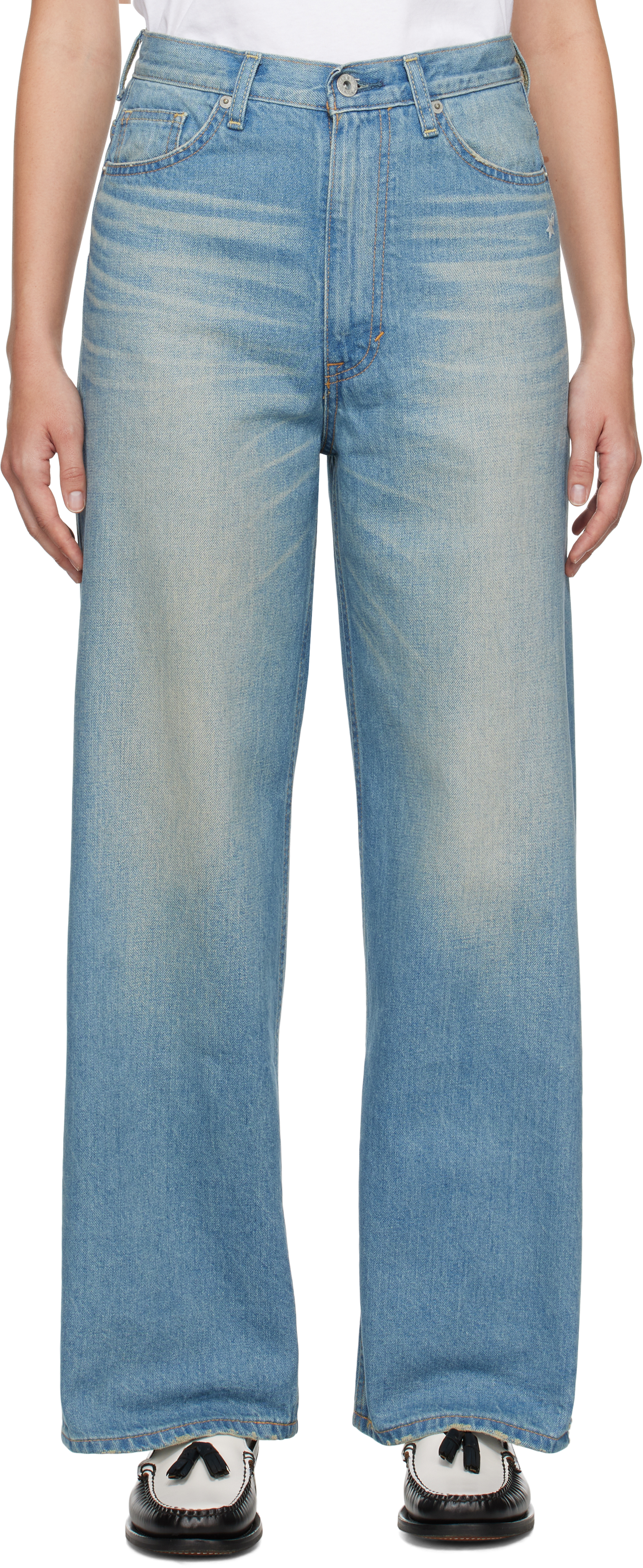 Shop Bape Blue Stone Washed Denim Jeans In Light Indigo