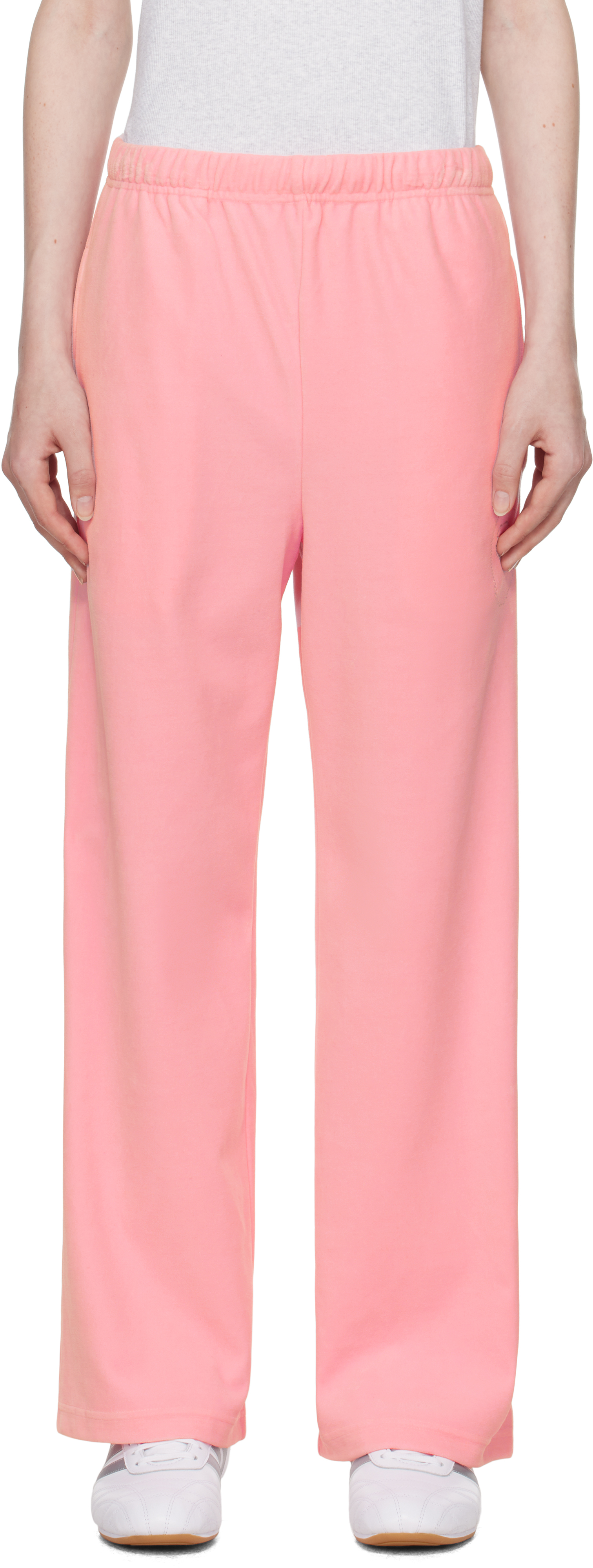 Pink Crystal Stone Ape Head Velour Lounge Pants