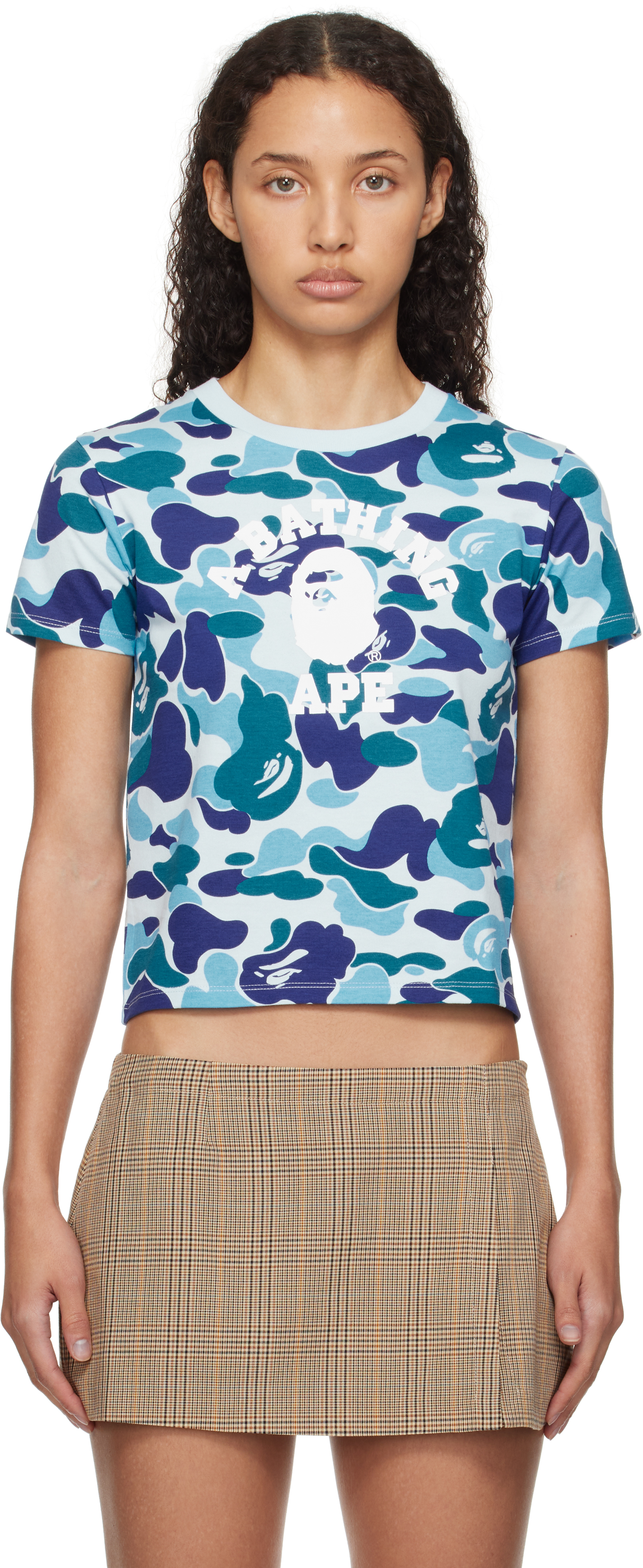 Shop Bape Blue Abc Camo Mini T-shirt