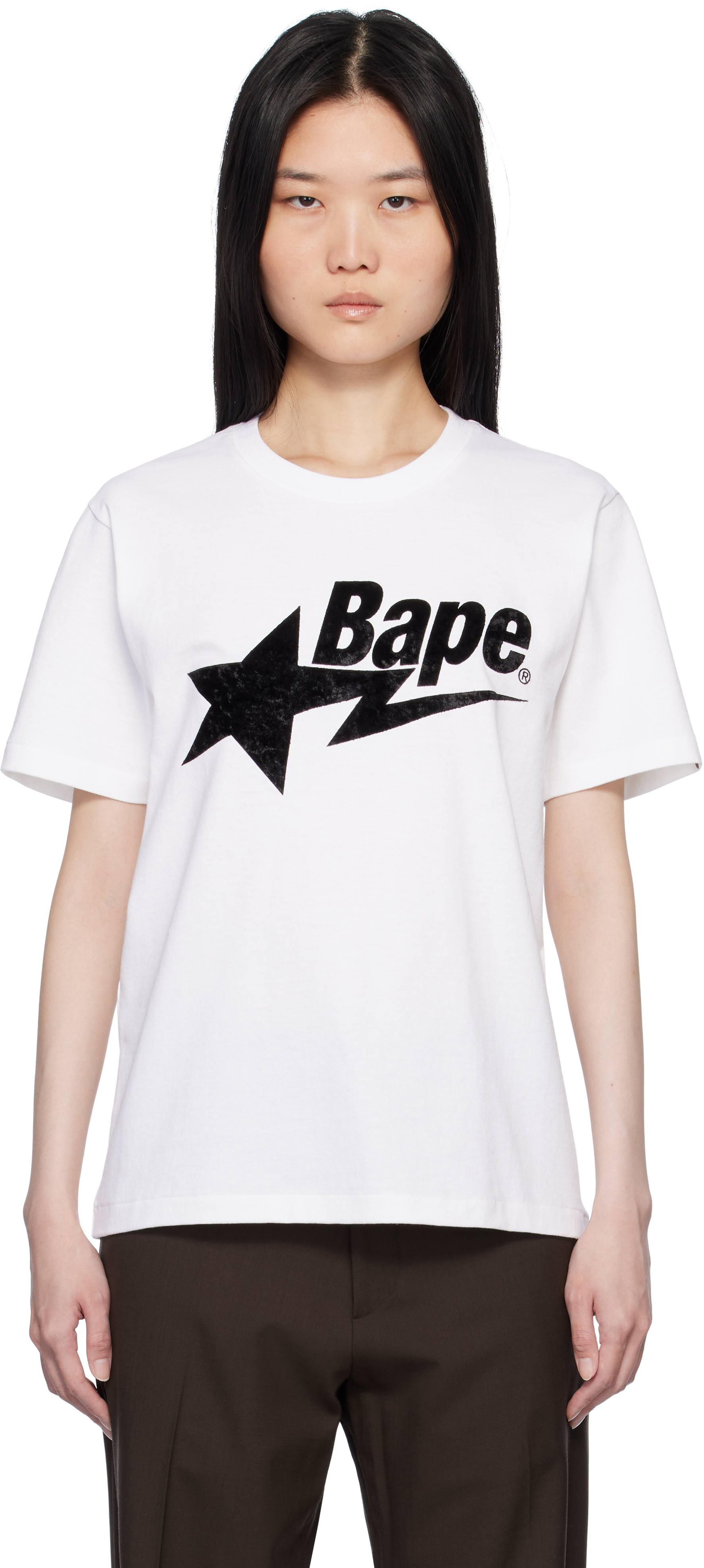 White Velour 'Bape' STA Logo T-shirt