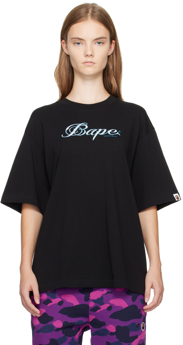 Shop Bape Black Logo Relaxed Fit T-shirt