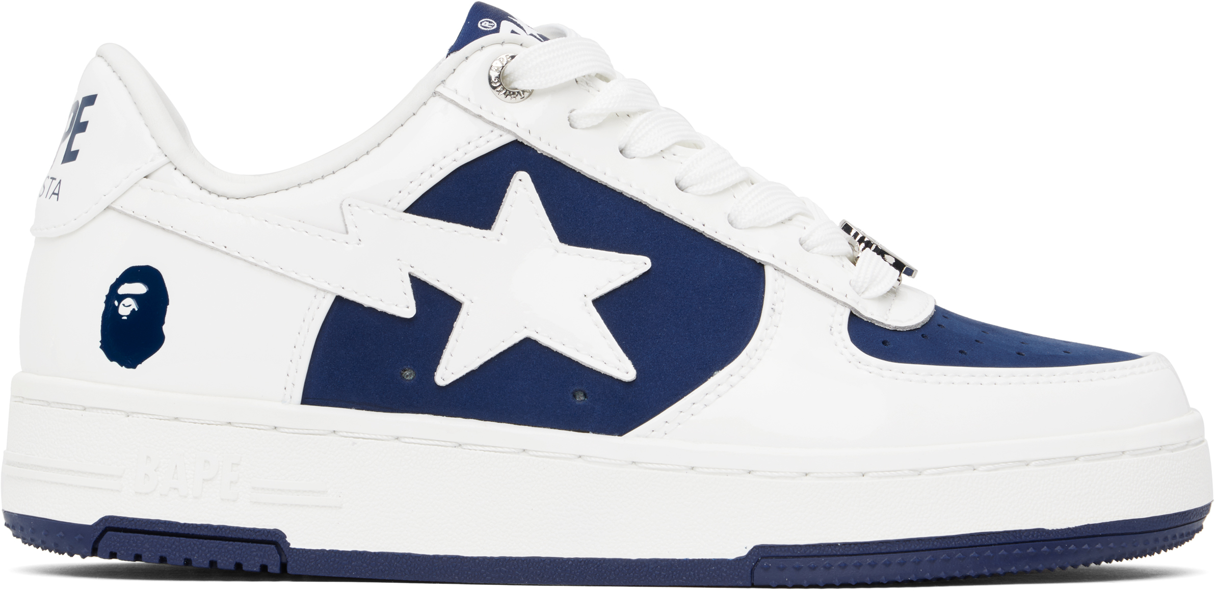 White & Navy BAPE STA #6 Sneakers by BAPE on Sale