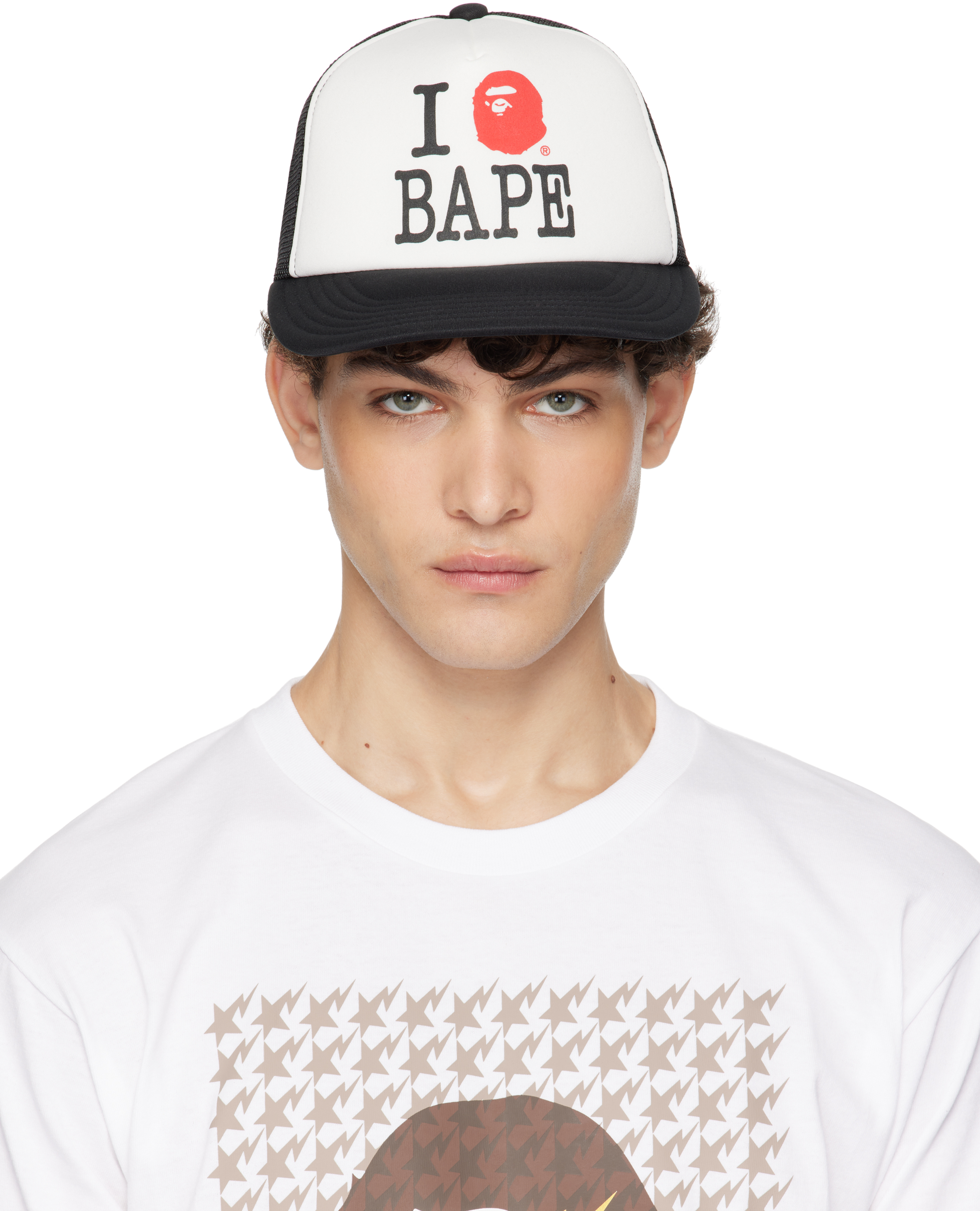 White & Black 'I Love Bape' Mesh Cap