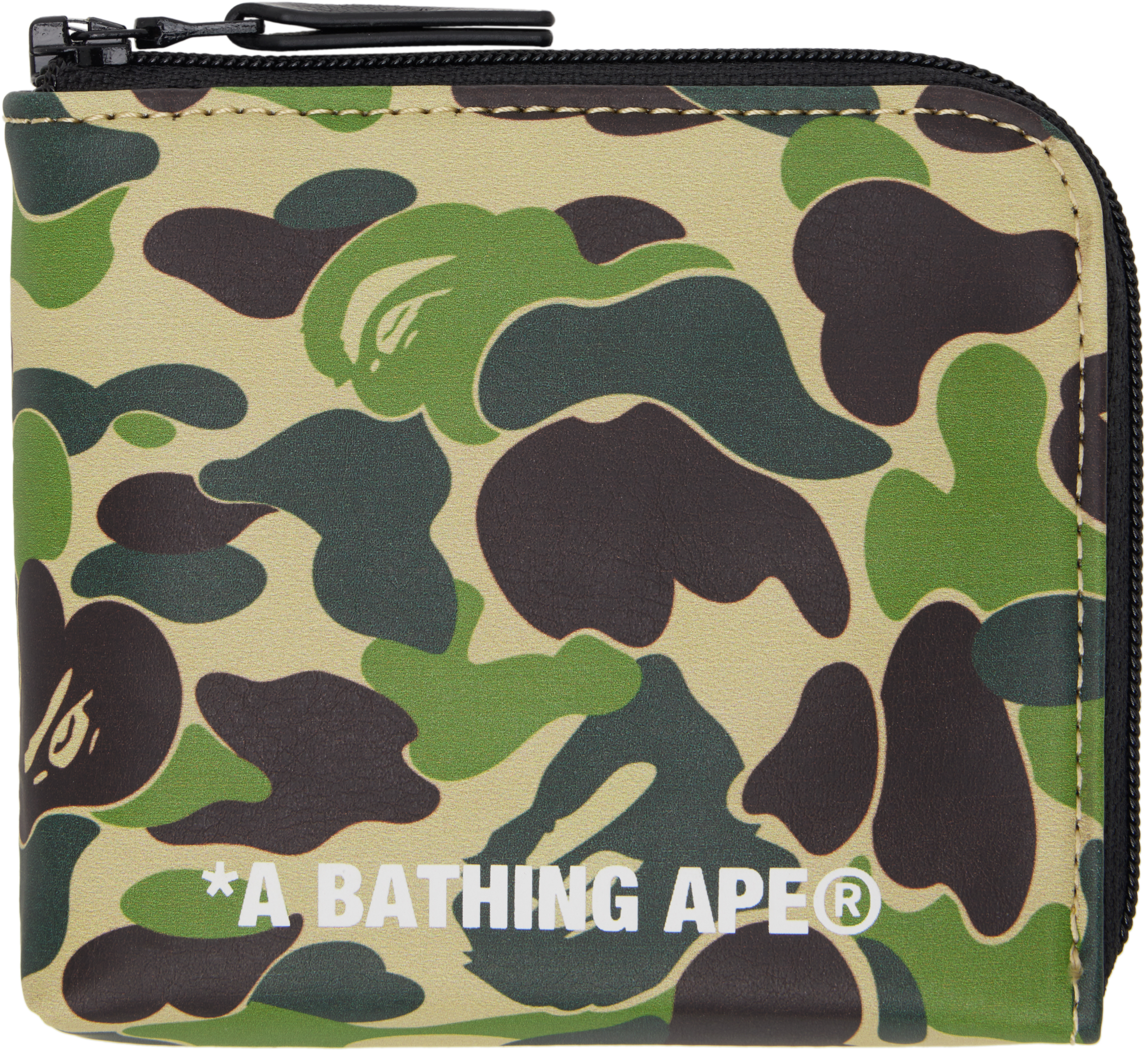 Green ABC Camo PU Leather Mini Zipped Wallet