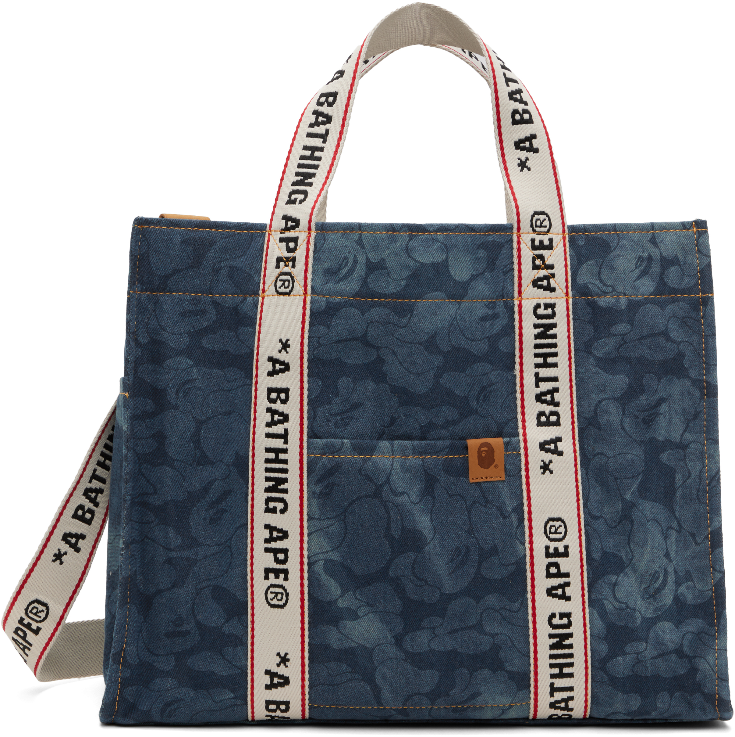 Blue Solid Camo Denim 2Way Tote