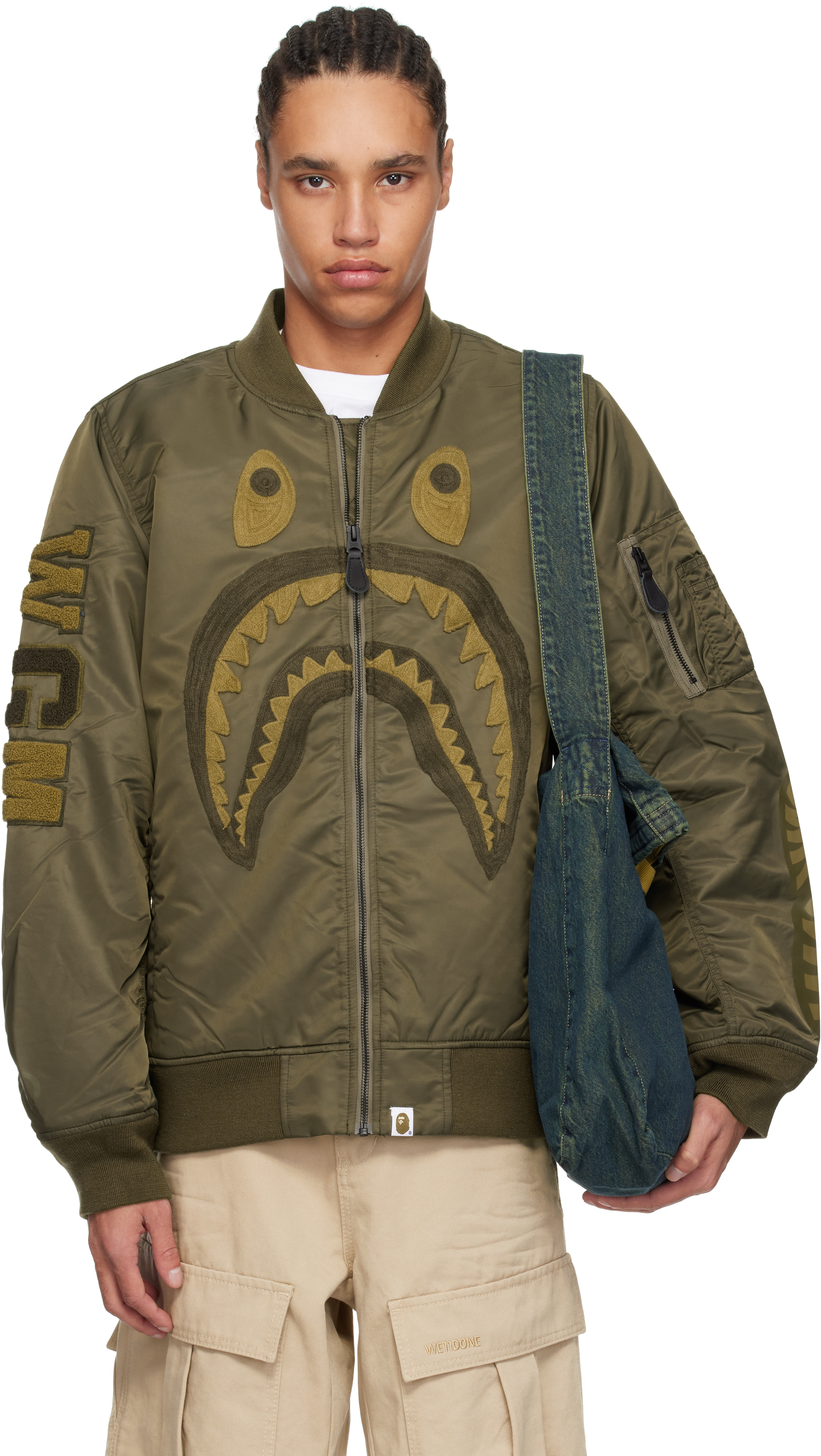 Khaki Shark MA-1 Bomber Jacket