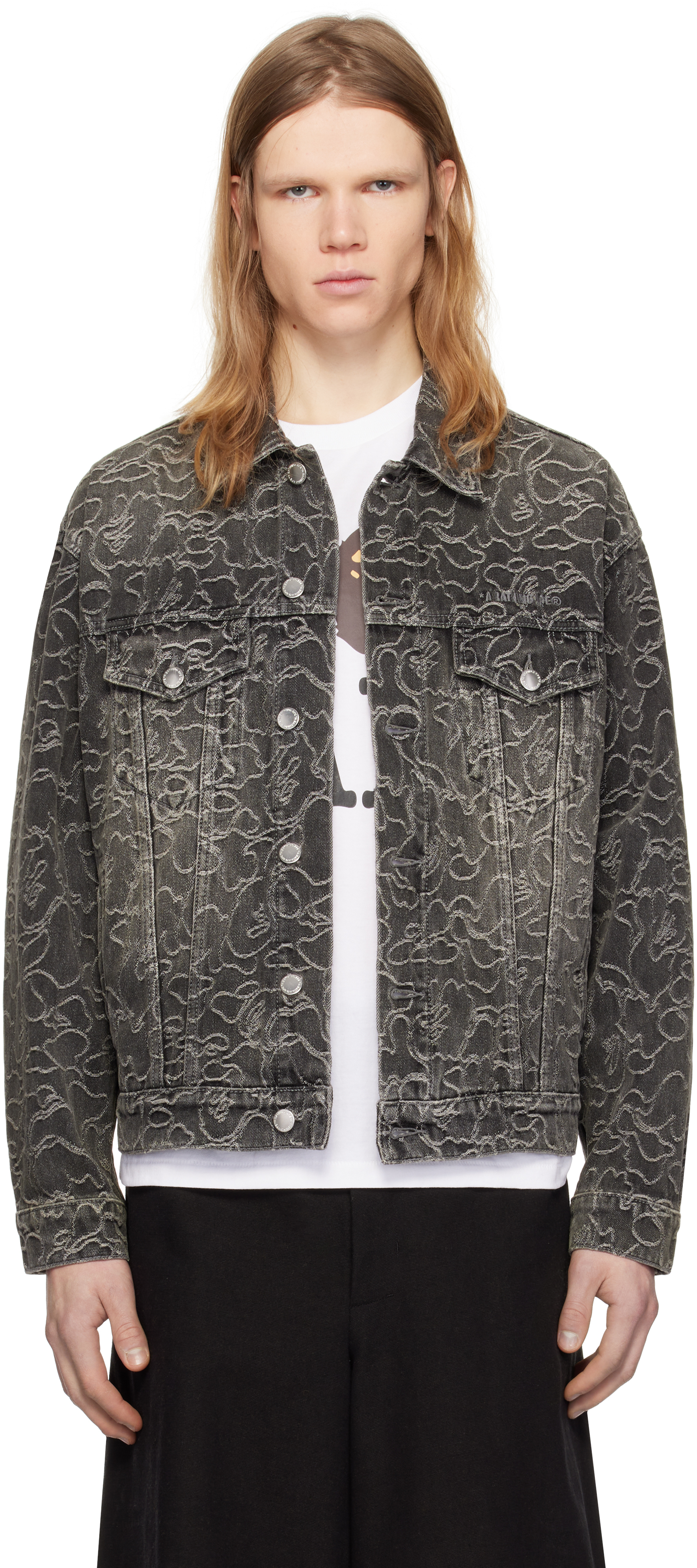 Black Line Camo Jacquard Denim Jacket