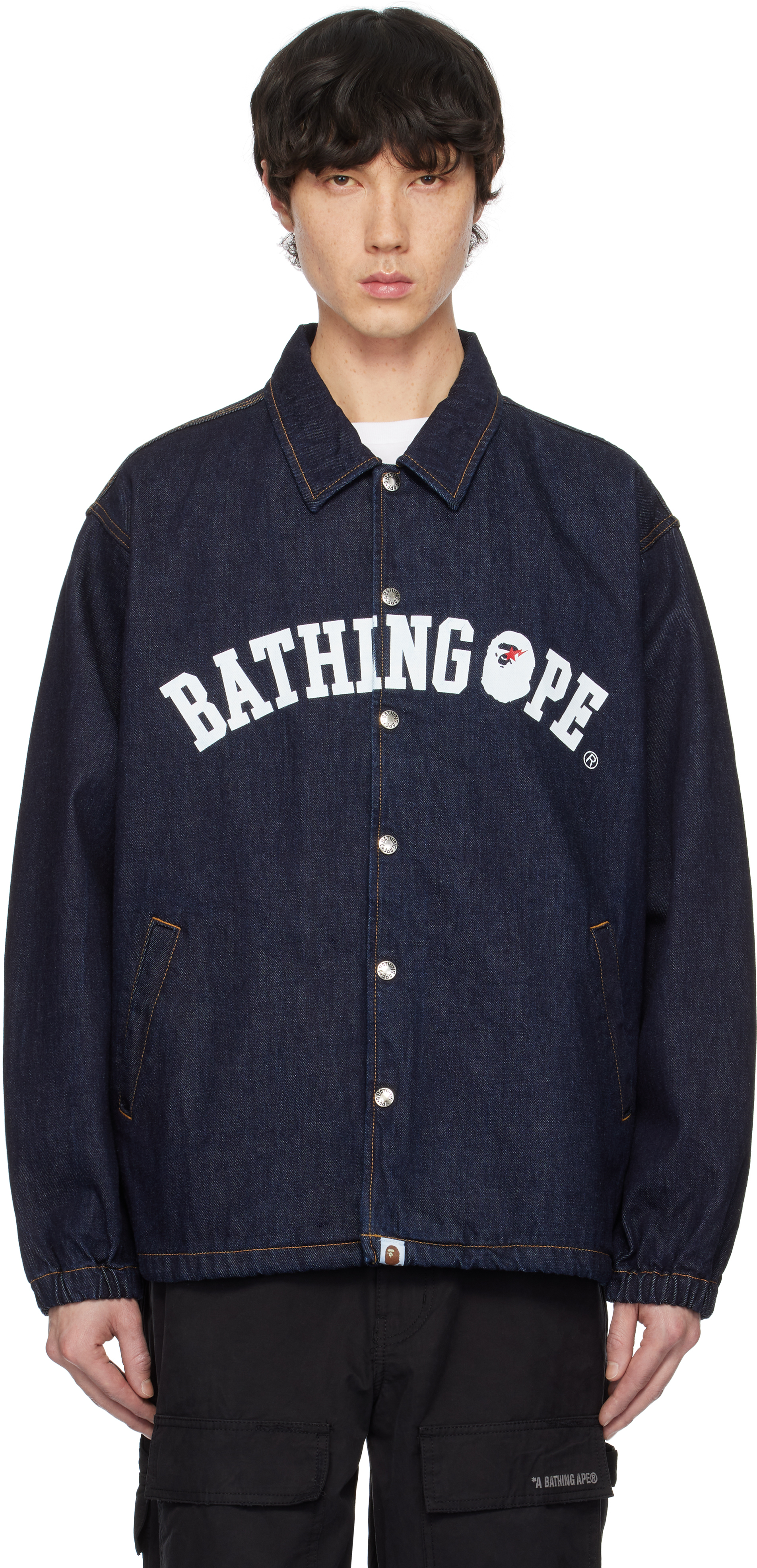 BAPE Blue Relaxed Fit Coach Denim Jacket