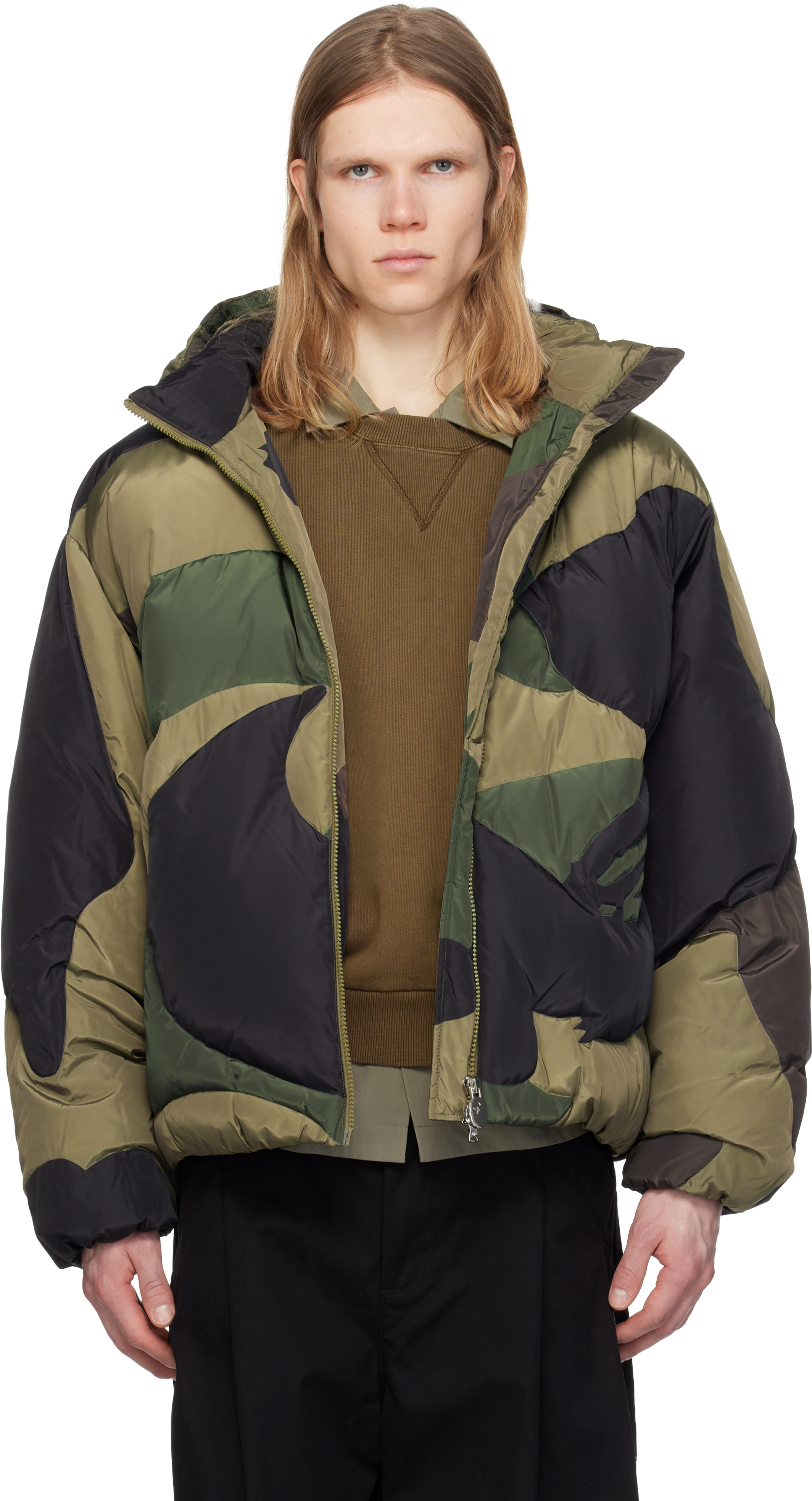 Green Camo Nylon Down Jacket