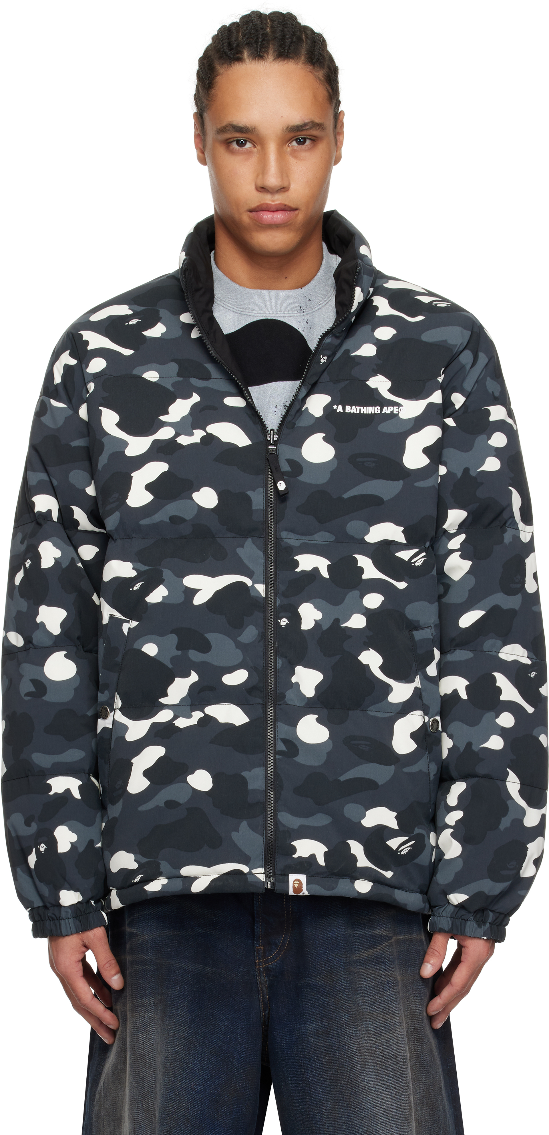 Black City Camo Reversible Down Jacket