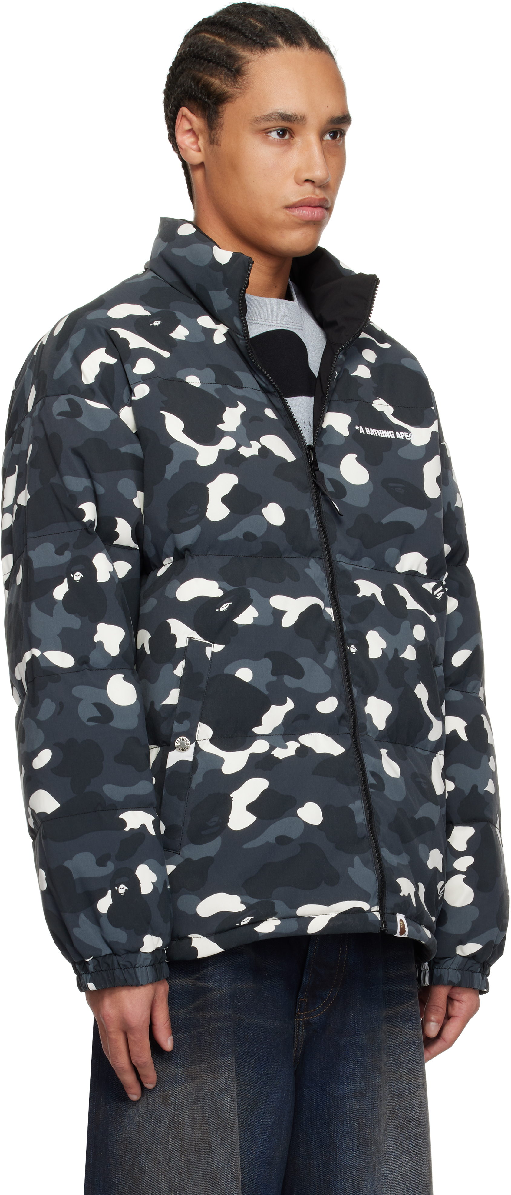 Bape Black City Camo Reversible Down Jacket In Black