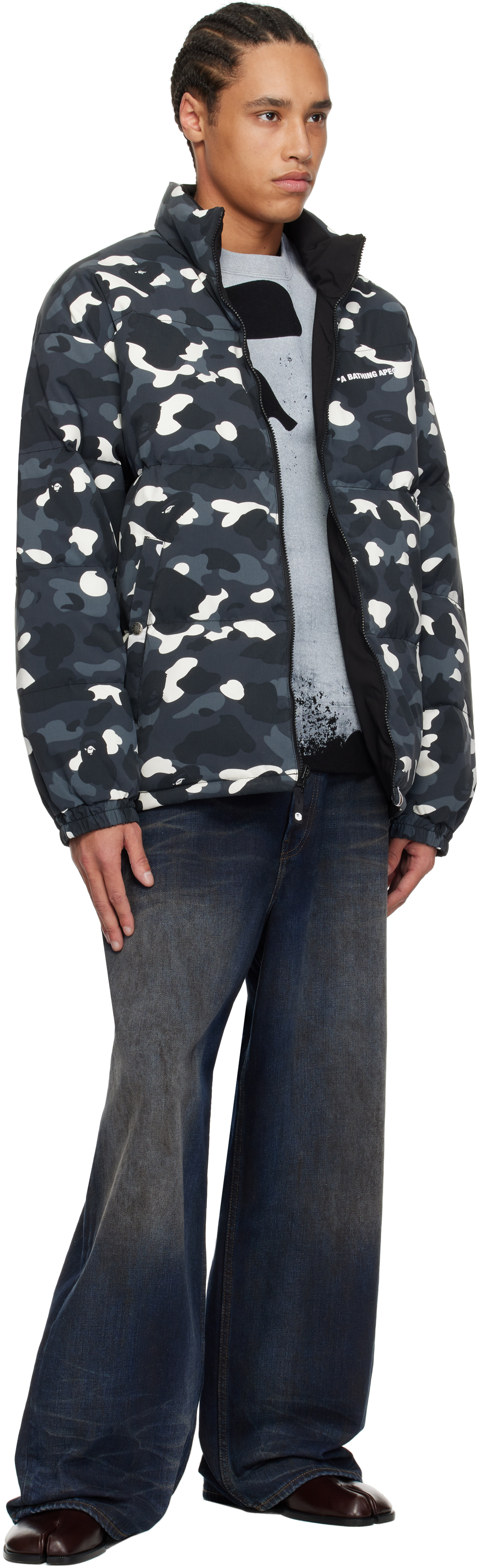 Bape Black City Camo Reversible Down Jacket In Black