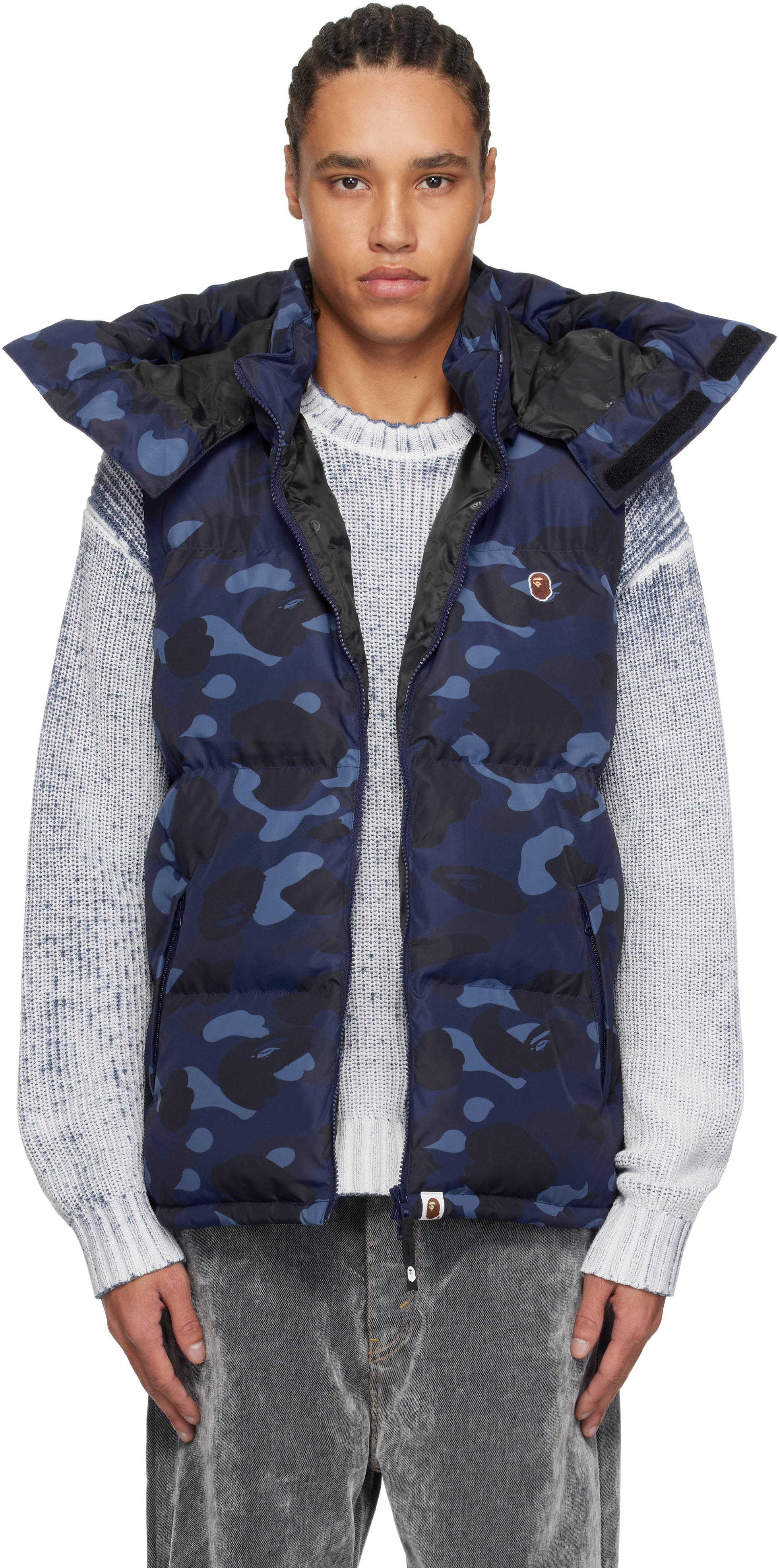 Blue Camo Gilet Bape Bleu Sweat Zippé X BAPE Adidas Originals X