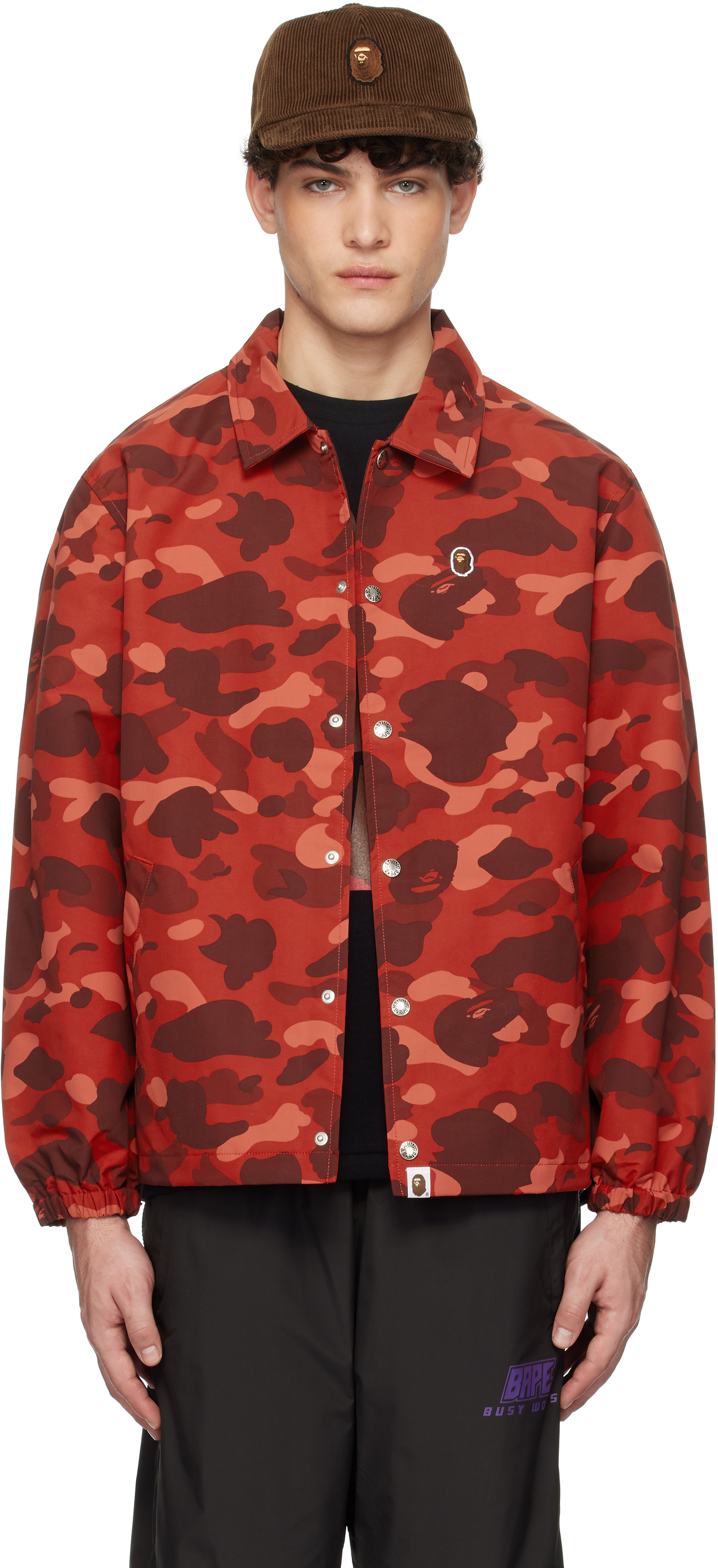 BAPE Red Color Camo One Point Coach Jacket