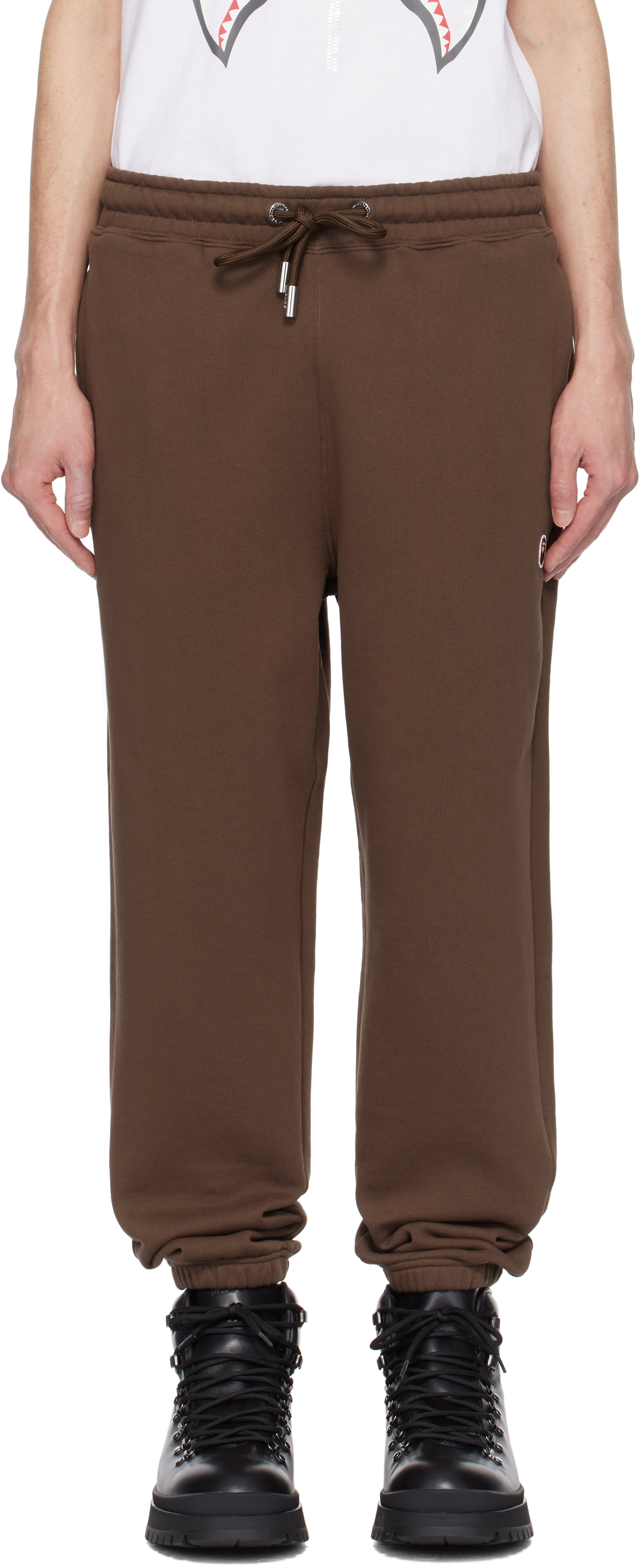 Brown One Point Relaxed Fit Sweatpants