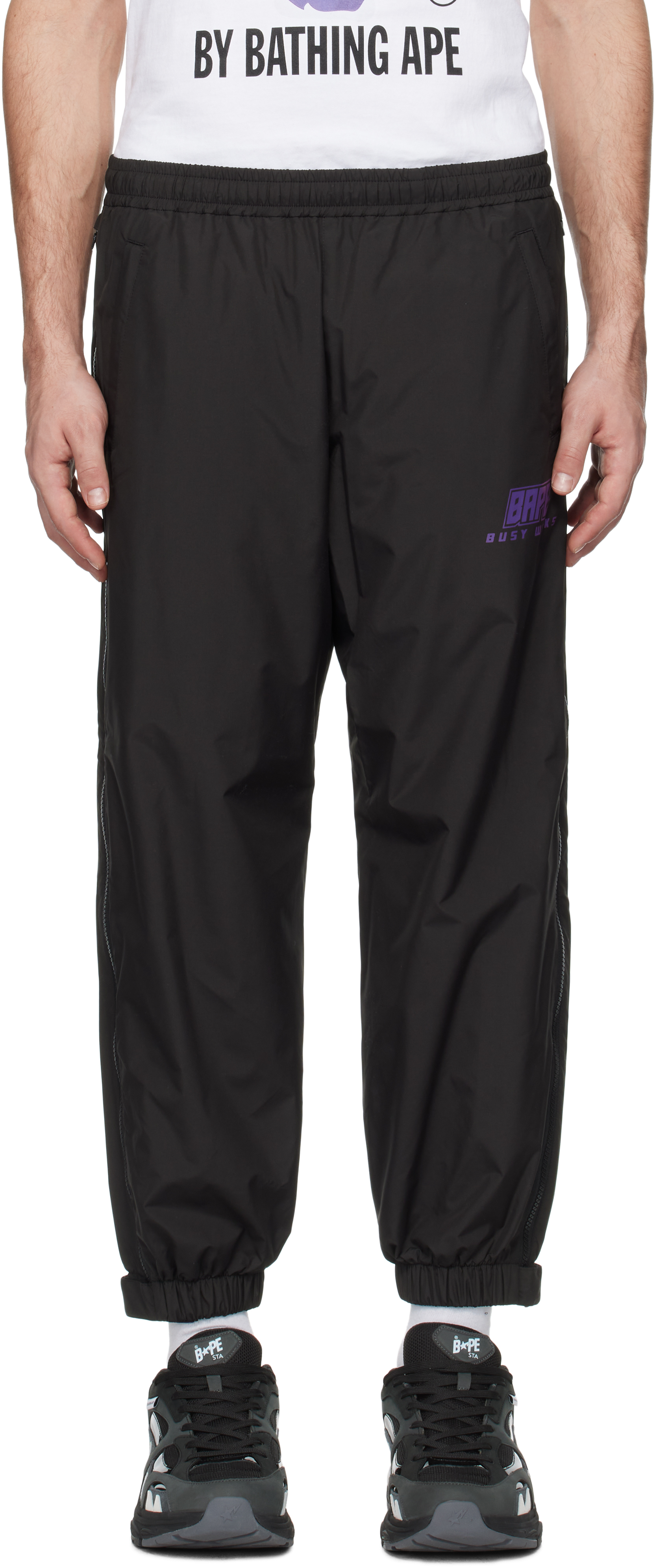 Black Color Camo Deformation Track Pants