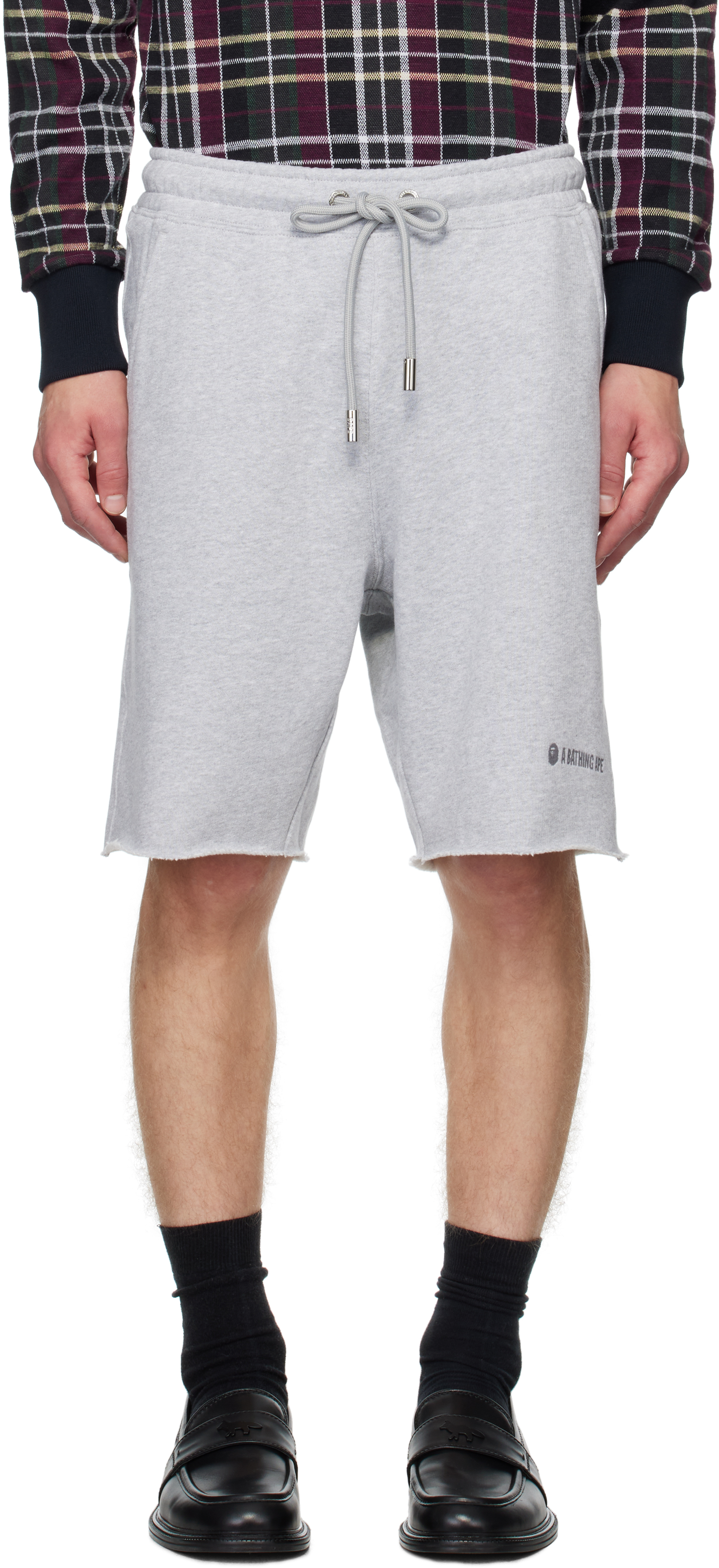 Gray Raw Edge Sweat Shorts