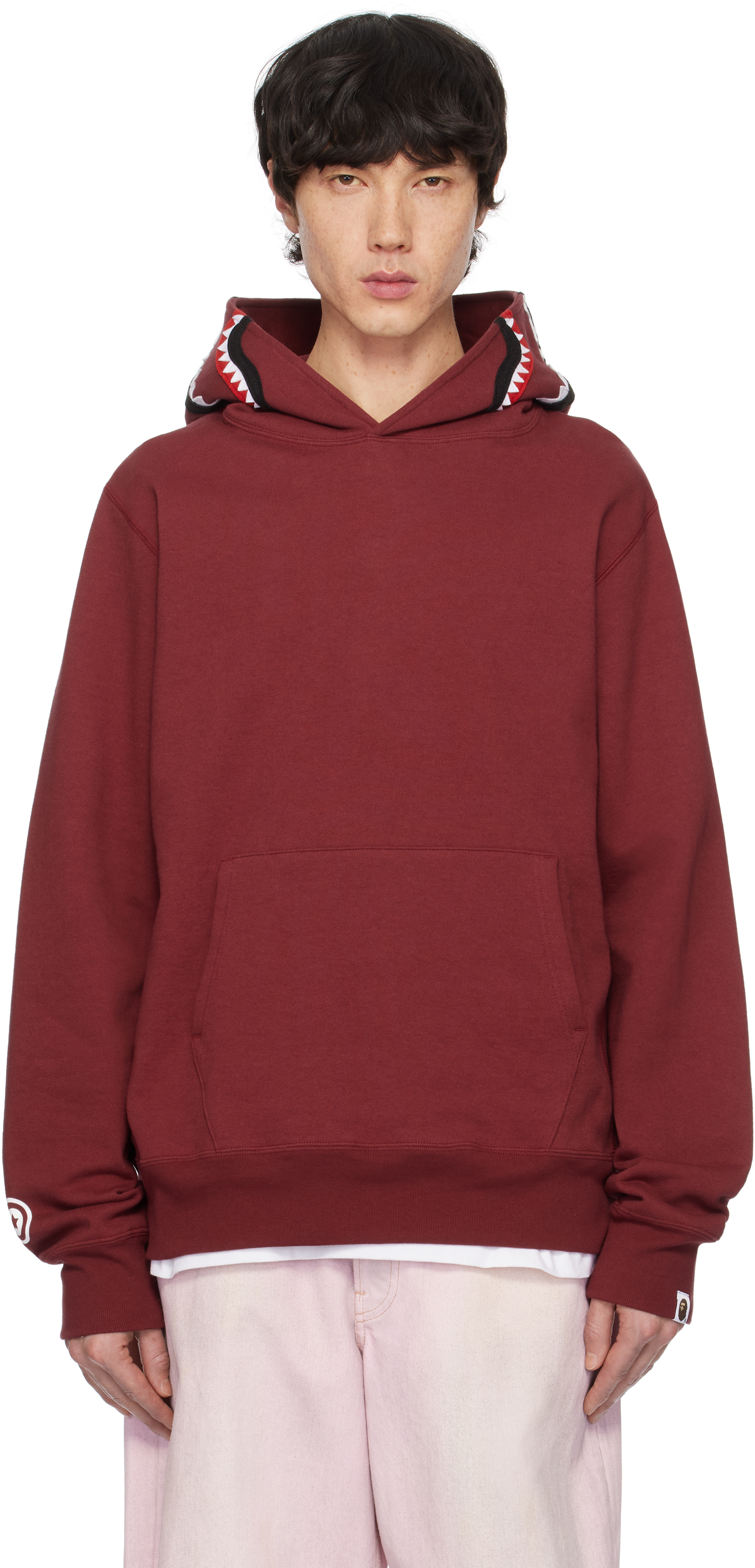 BAPE Burgundy Shark Pullover Hoodie