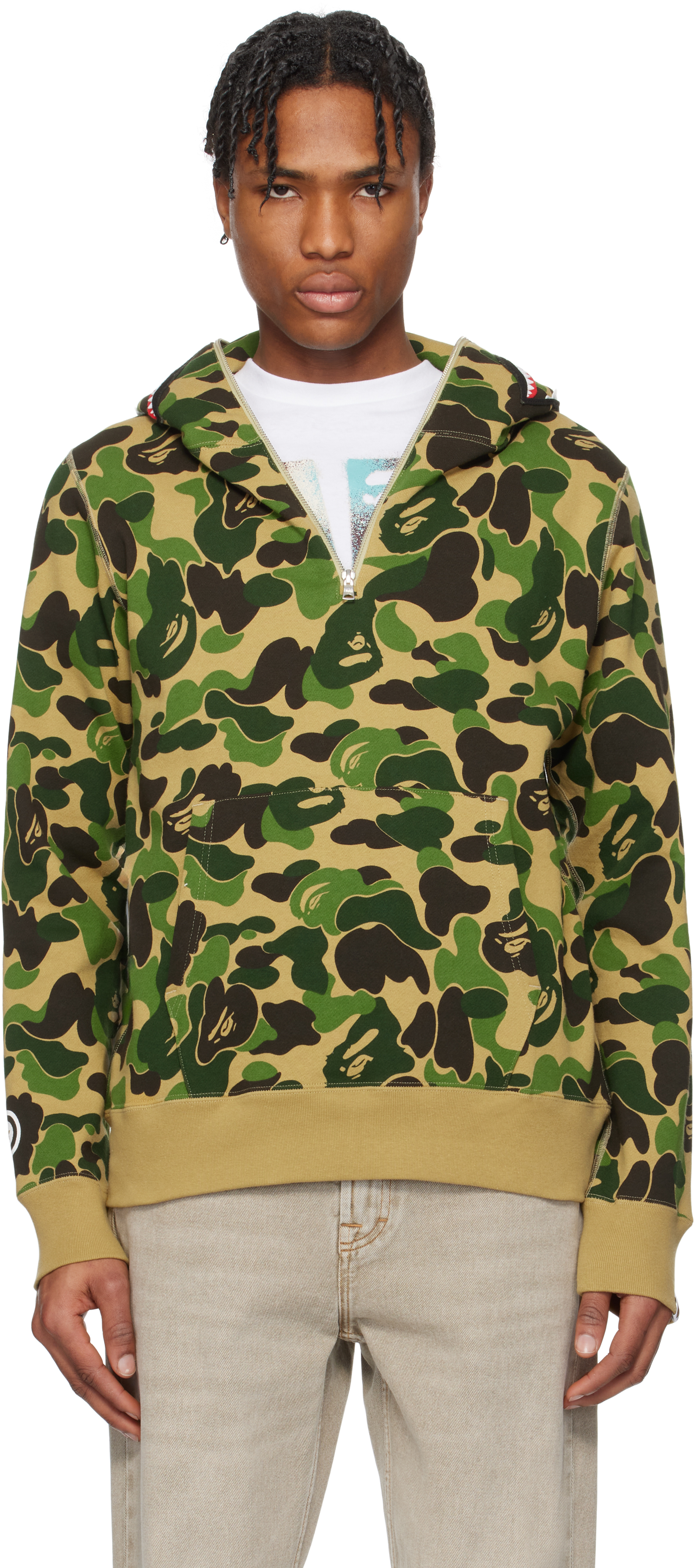A BATHING APE ☆ABC CAMO SHARK HALF ZIP PULLOVER HOODIE Blue ABC Camo Shark Half Zip Hoodie by BAPE on Sale