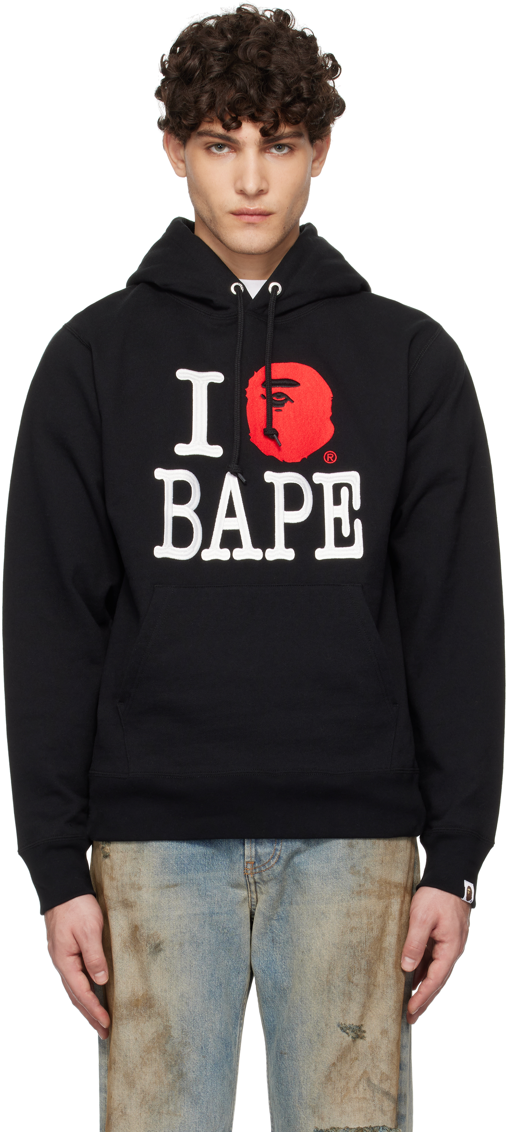 Black 'I Love Bape' Pullover Hoodie