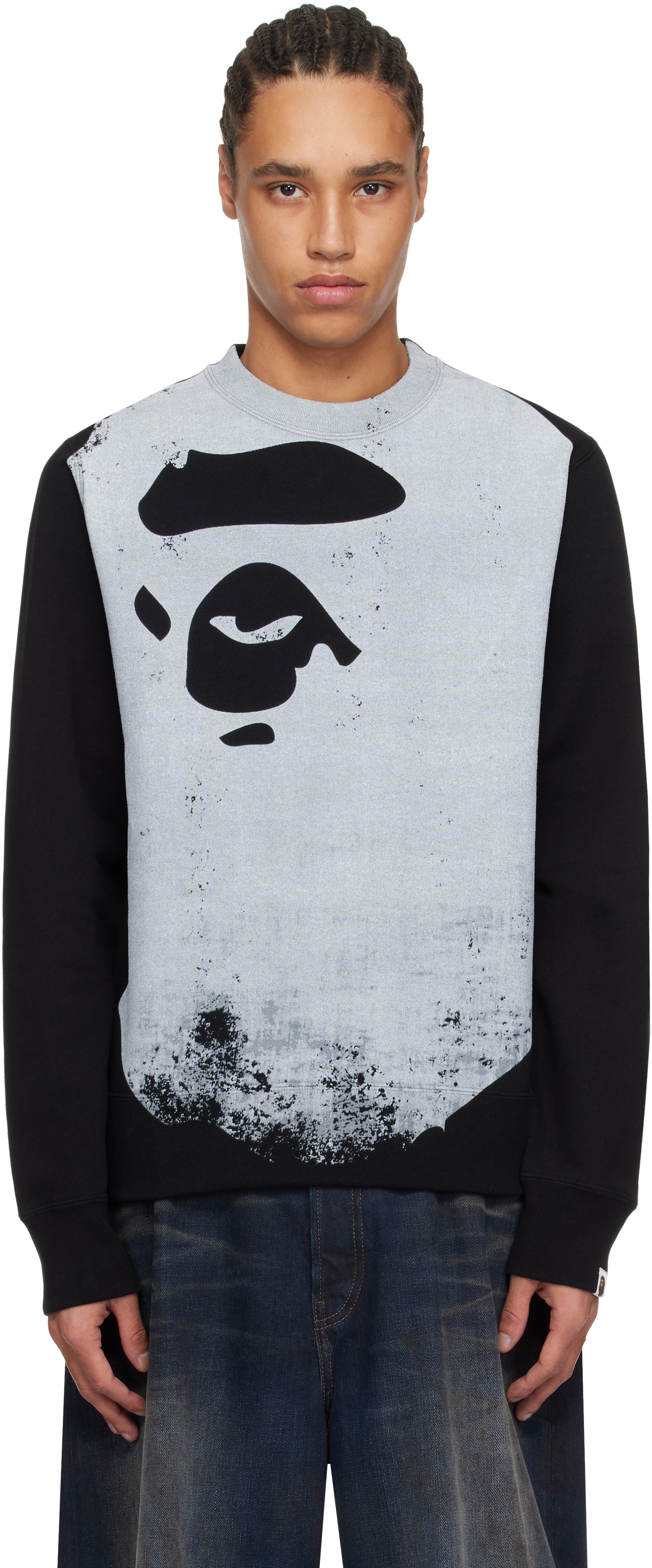【A BATHING APE】2色展開 APE HEAD OVER PRINT CREWNECK SWEAT A BATHING APE® Ape Head Over Print Crewneck Sweat | Bape