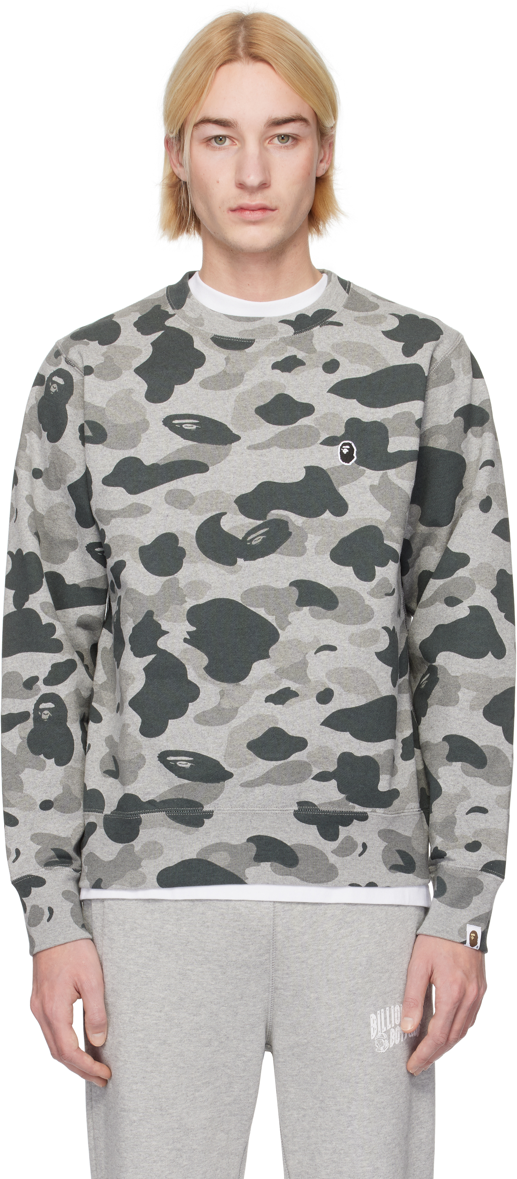 Gray Camo Ape Head One Point Crewneck Sweatshirt