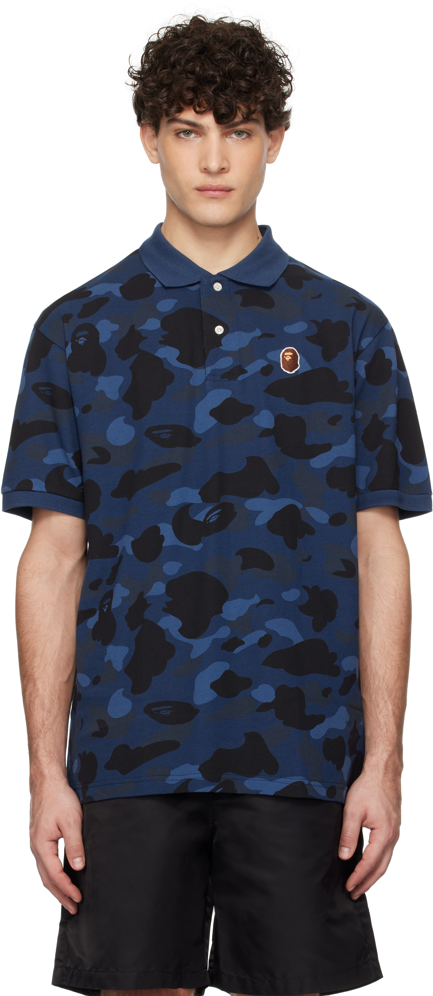 Navy Color Camo Large Ape Head Polo
