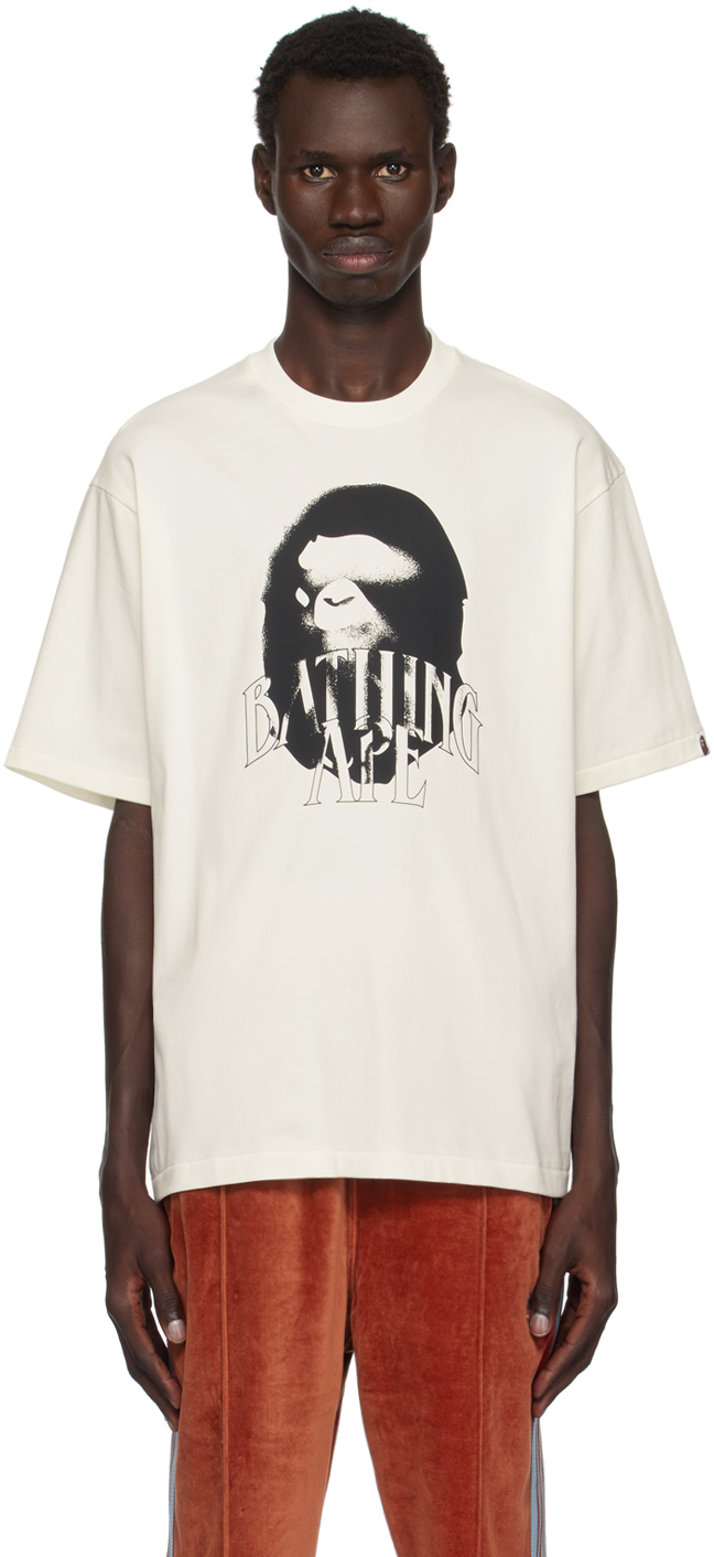 BAPE OFF-WHITE SPRAY PRINT LOGO RELAXED FIT T-SHIRT 