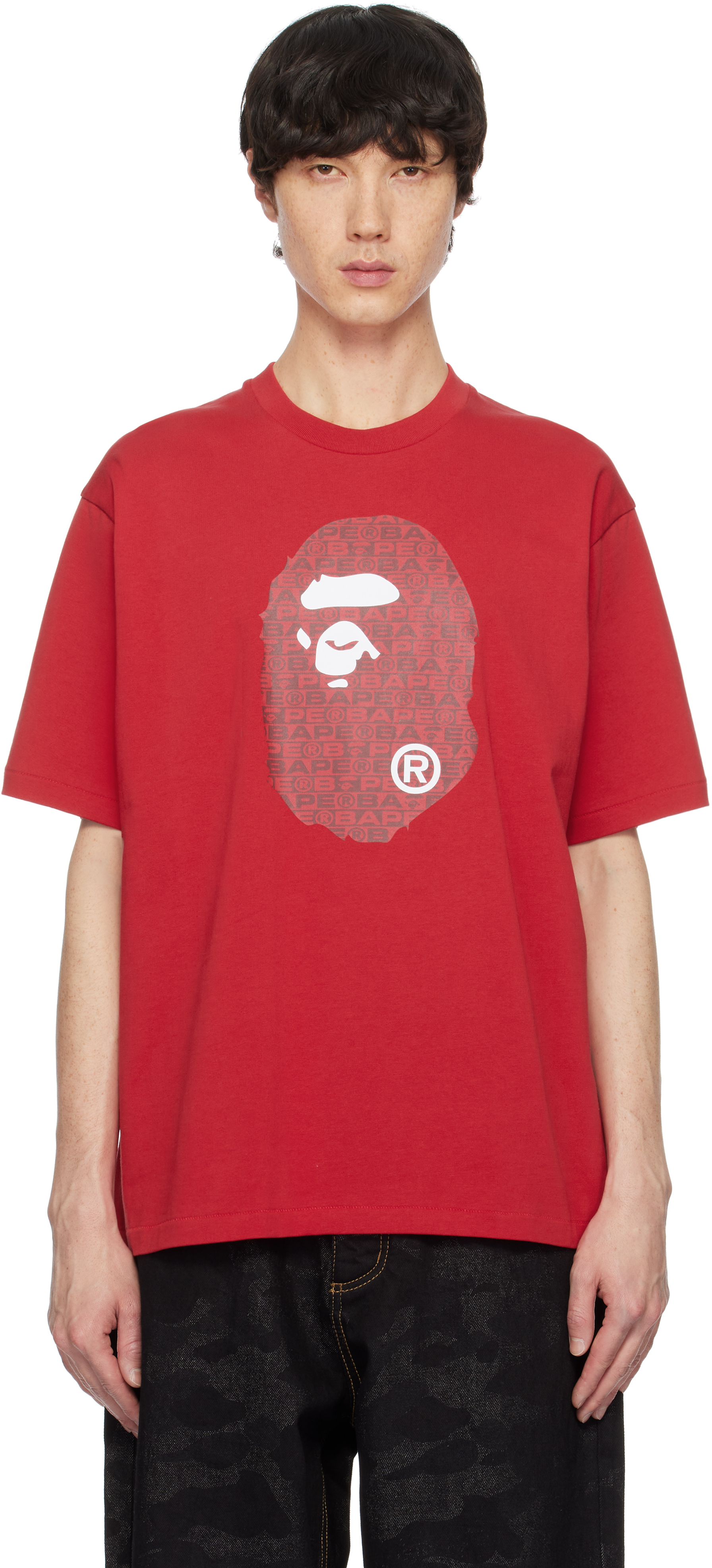 Red Lux Sport Pattern Ape Head T-shirt