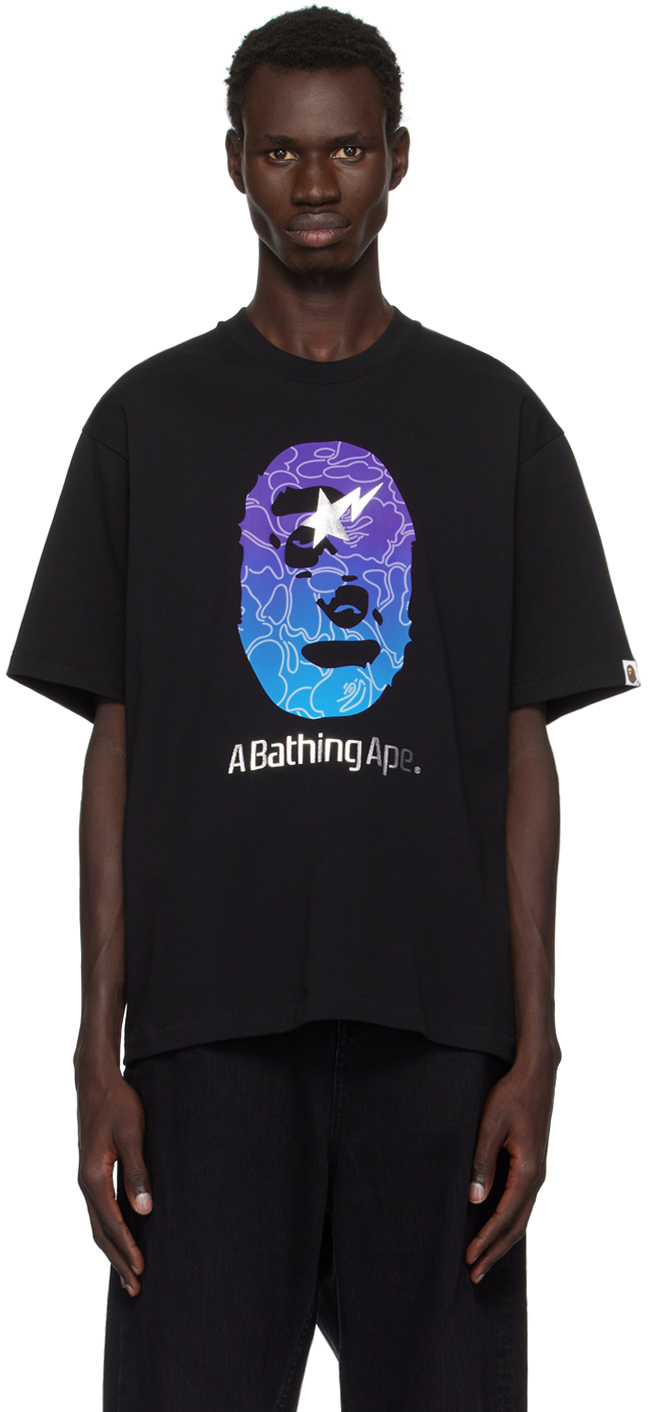 Shop Bape Black Line Camo Ape Head Relaxed Fit T-shirt