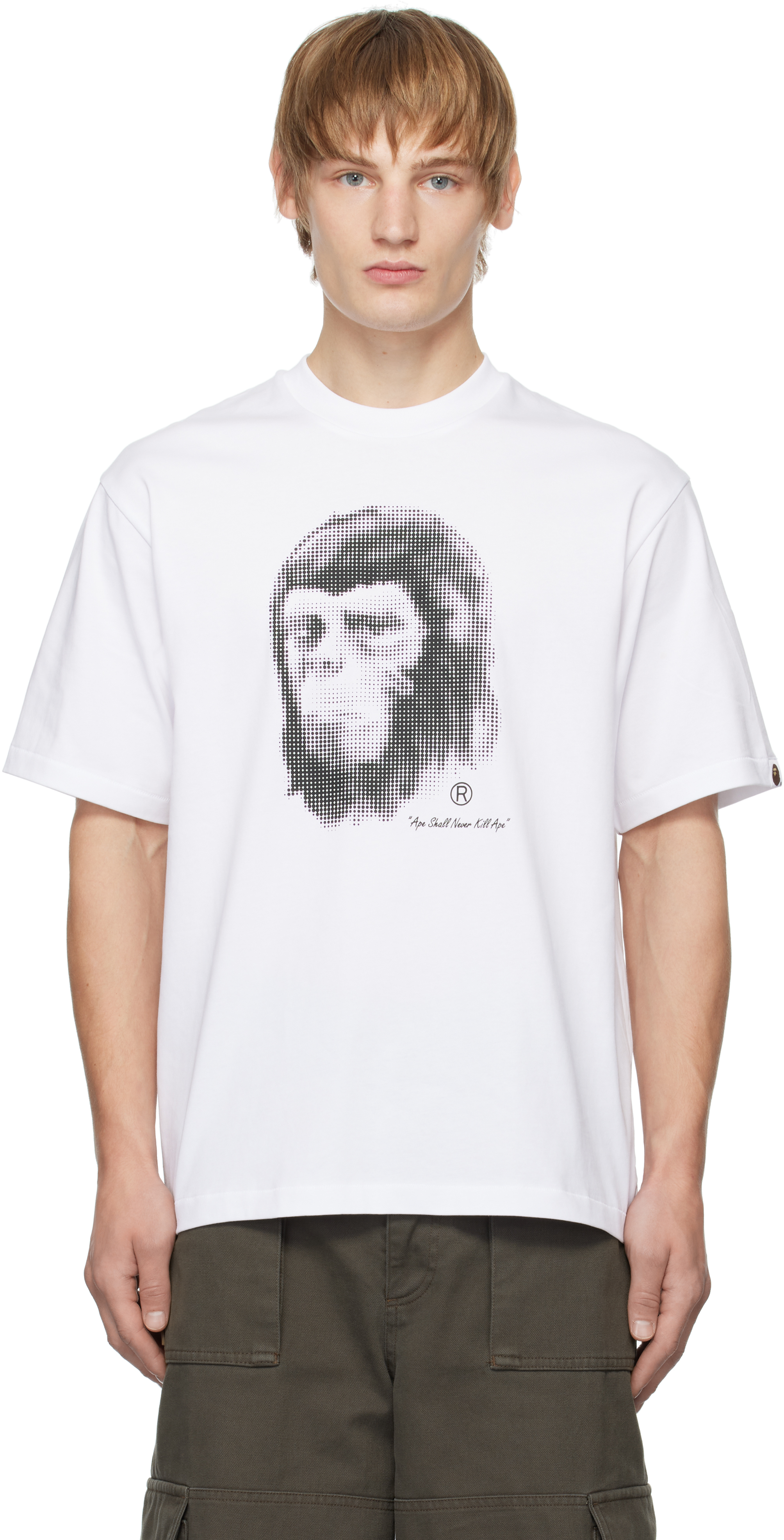 Orange Pixel Comic Ape Head T-shirt