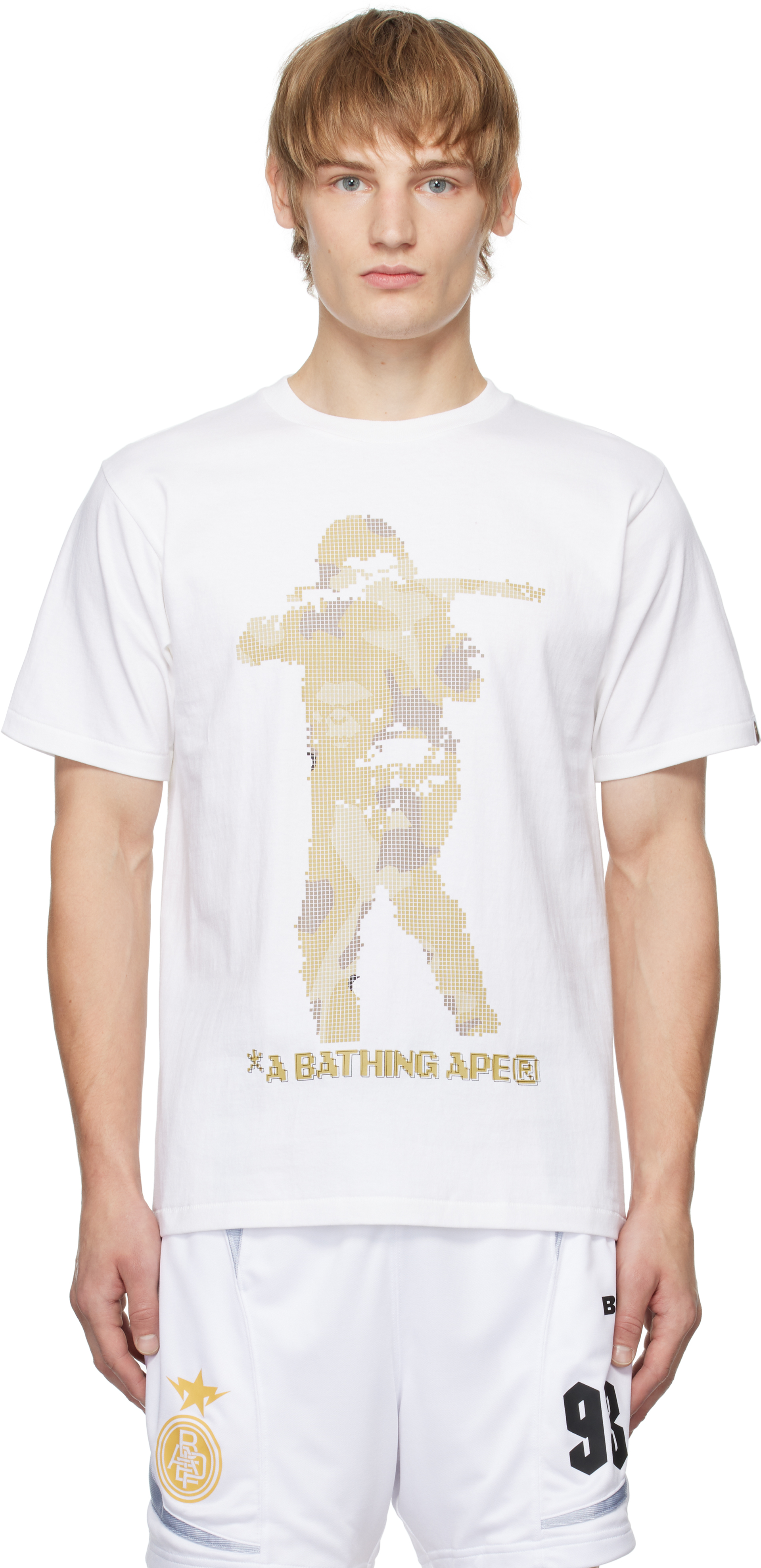 Bape White Bitmap Soldier T-shirt