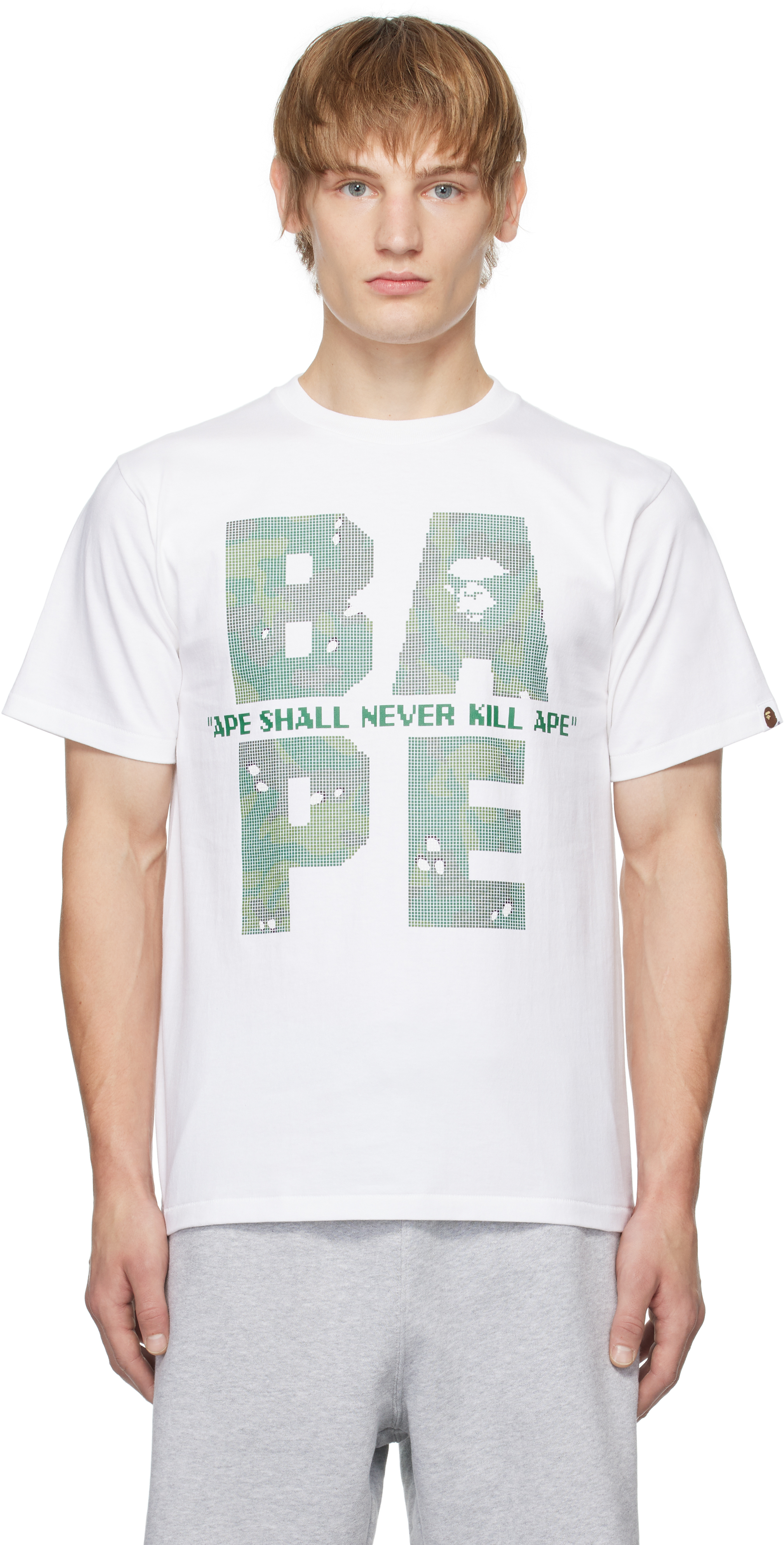 Bape White Bitmap Logo T-shirt