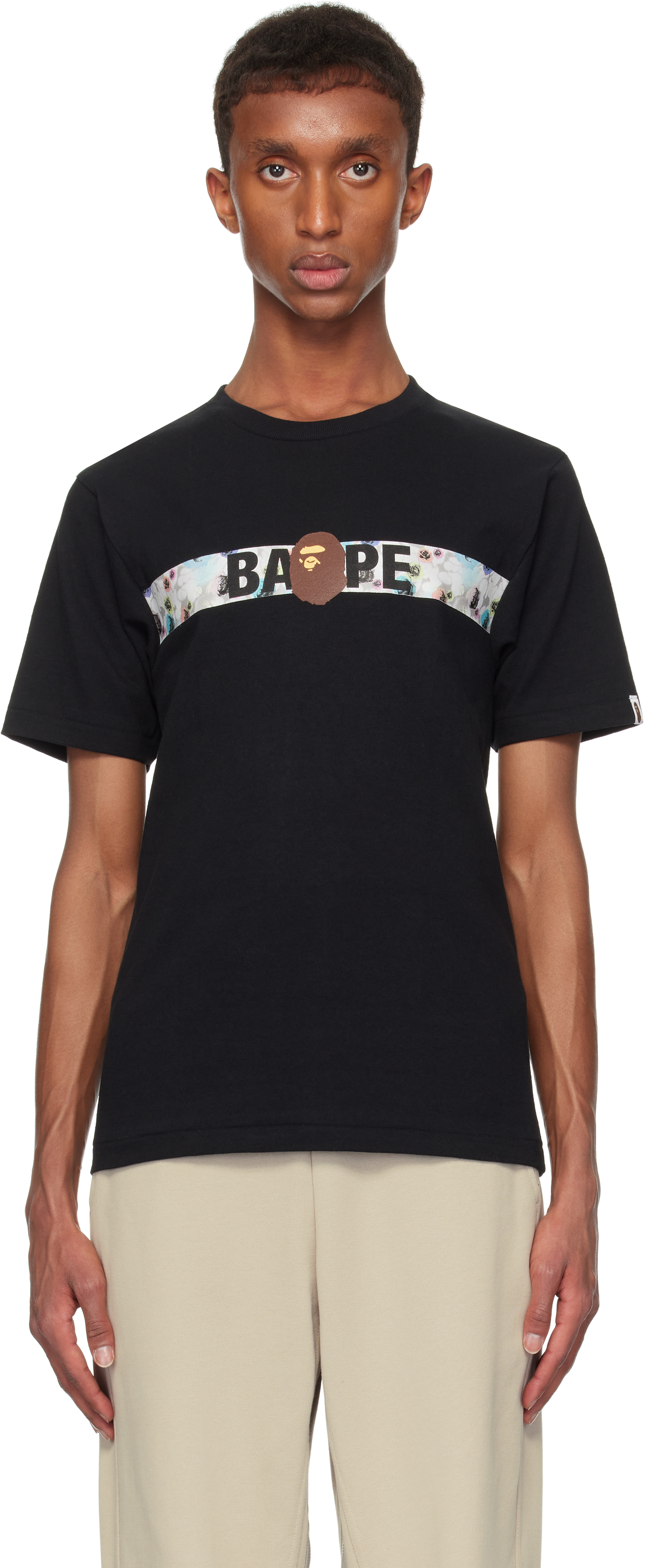 Shop Bape Black Floral Camo Tape T-shirt